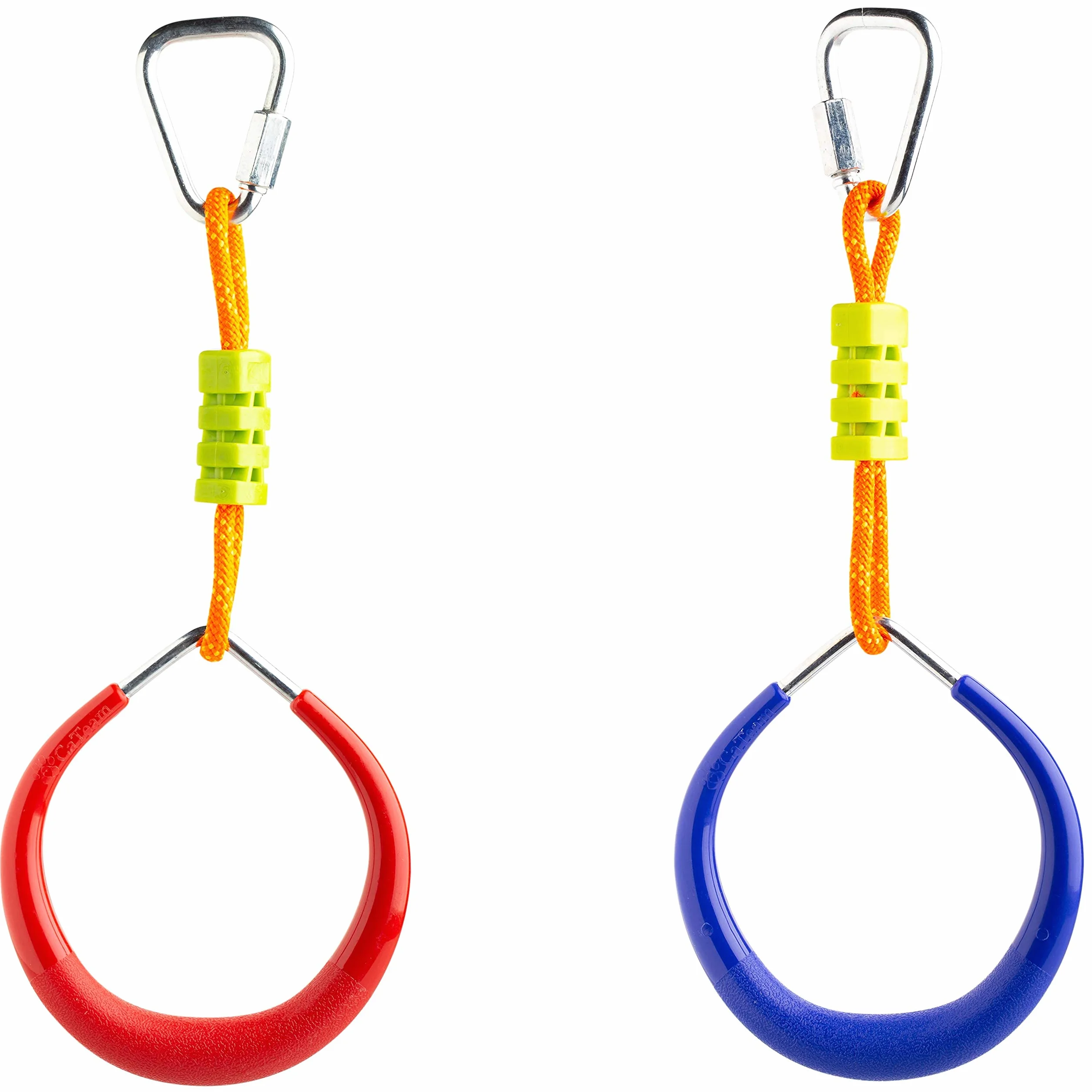 Cateam Ninja slackline Accessori - Anelli per ginnastica multicolor Set di 2 con moschettoni - Anelli per scimmia per percorso ad ostacoli nel cortile