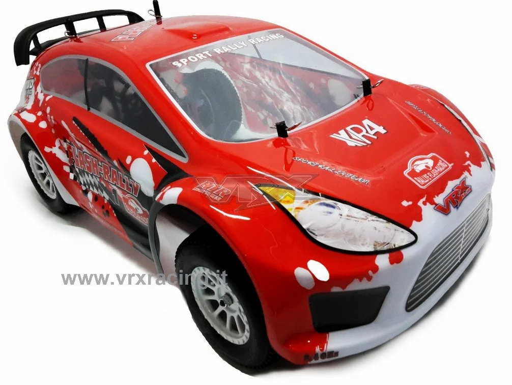 VRX Stradale Flash Rally 1/10 con motore a scoppio GO18 con cambio a 2 marce N2 con telaio in metallo radio 2.4ghz 4WD RTR carrozzeria rossa R0159R