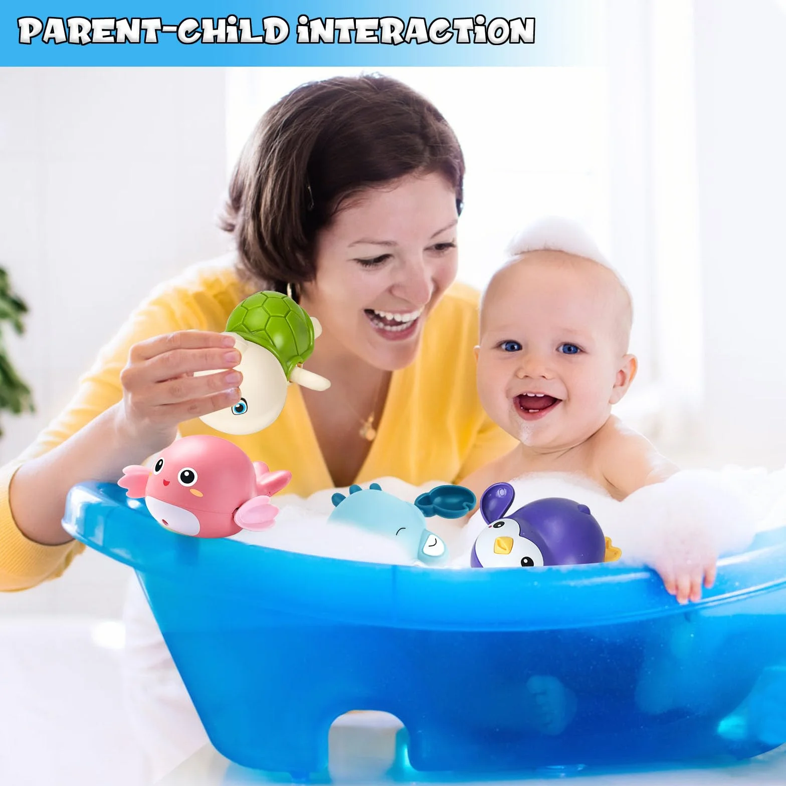 4 Pezzi Giochi Bagnetto Neonato, Animali Giocattolo per Bambino, Bagno per Bambini Giocattoli, Adatto da 1 a 4 Anni, Bambini Giochi da Bagnetto, Giochi da Bagno Galleggianti