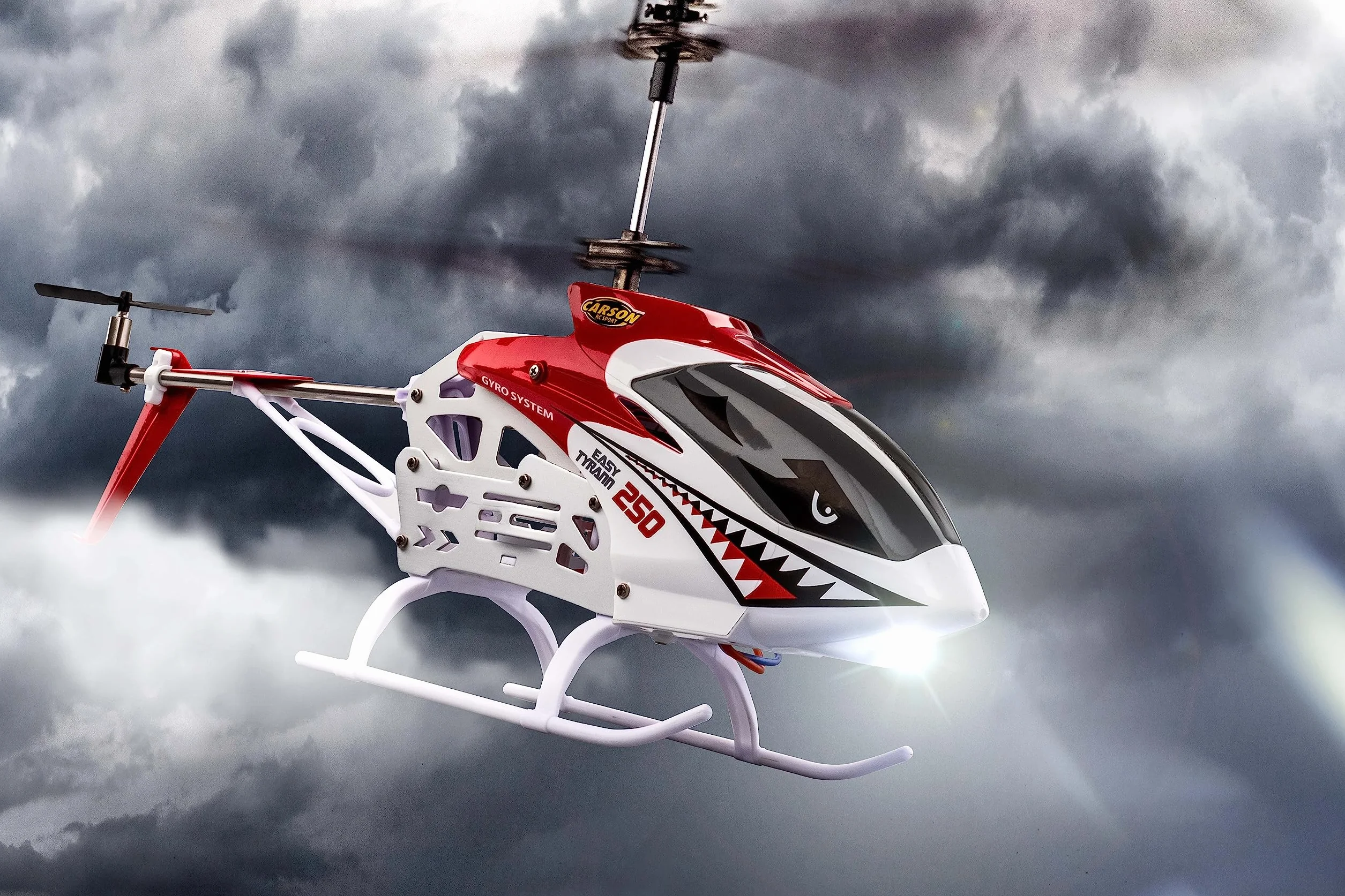 Carson 500507161 Easy Tyrann 250 rosso - Elicottero telecomandato, robusto modello RTF (Ready to Fly) per principianti, batterie incluse, per bambini dai 12 anni in su