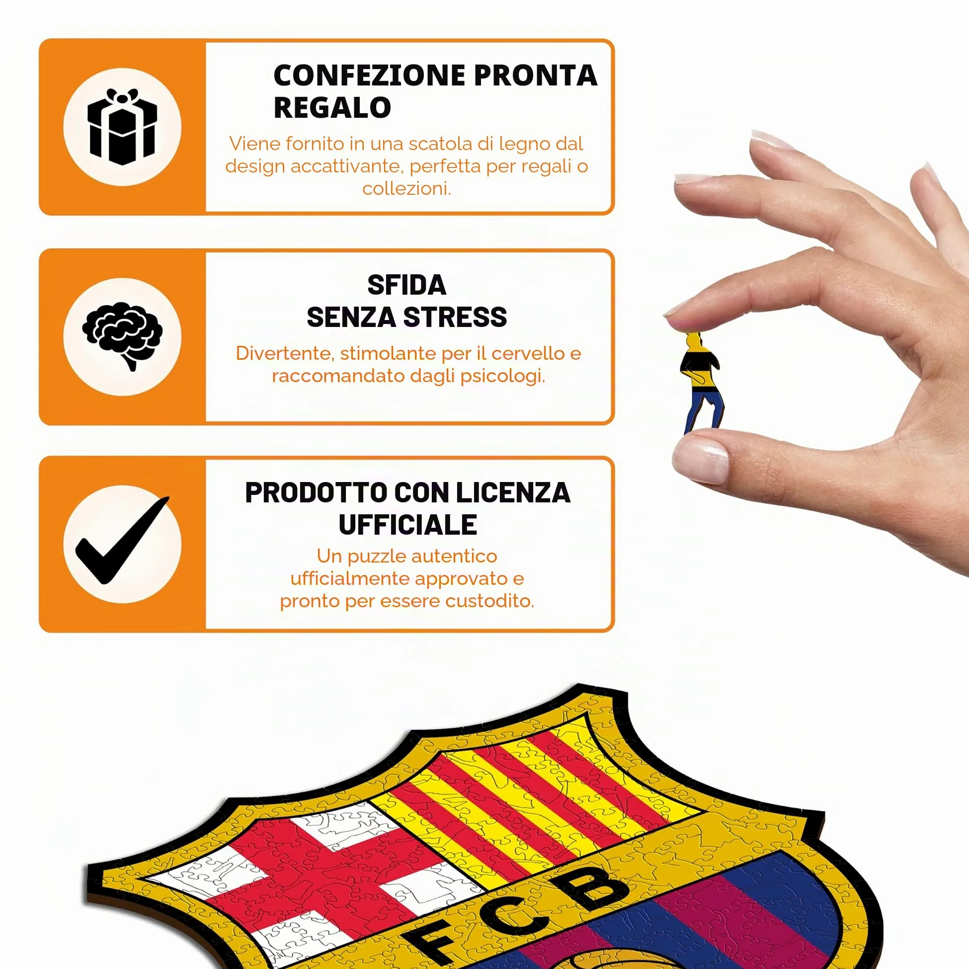 Iconic Puzzles, Barcellona Logo, Prodotto Ufficiale, Puzzle in Legno per Adulti e Bambini, Legno 100% Sostenibile