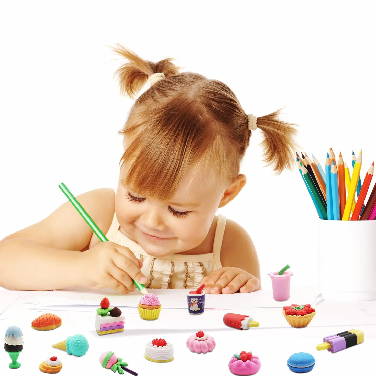 Gomme fantasia, 30 pezzi gomme carine, gomma bambino, gomma fantasia, adatto per compleanno festa dei bambini Festival Capodanno Natale (diversi stili, selezionati a caso)