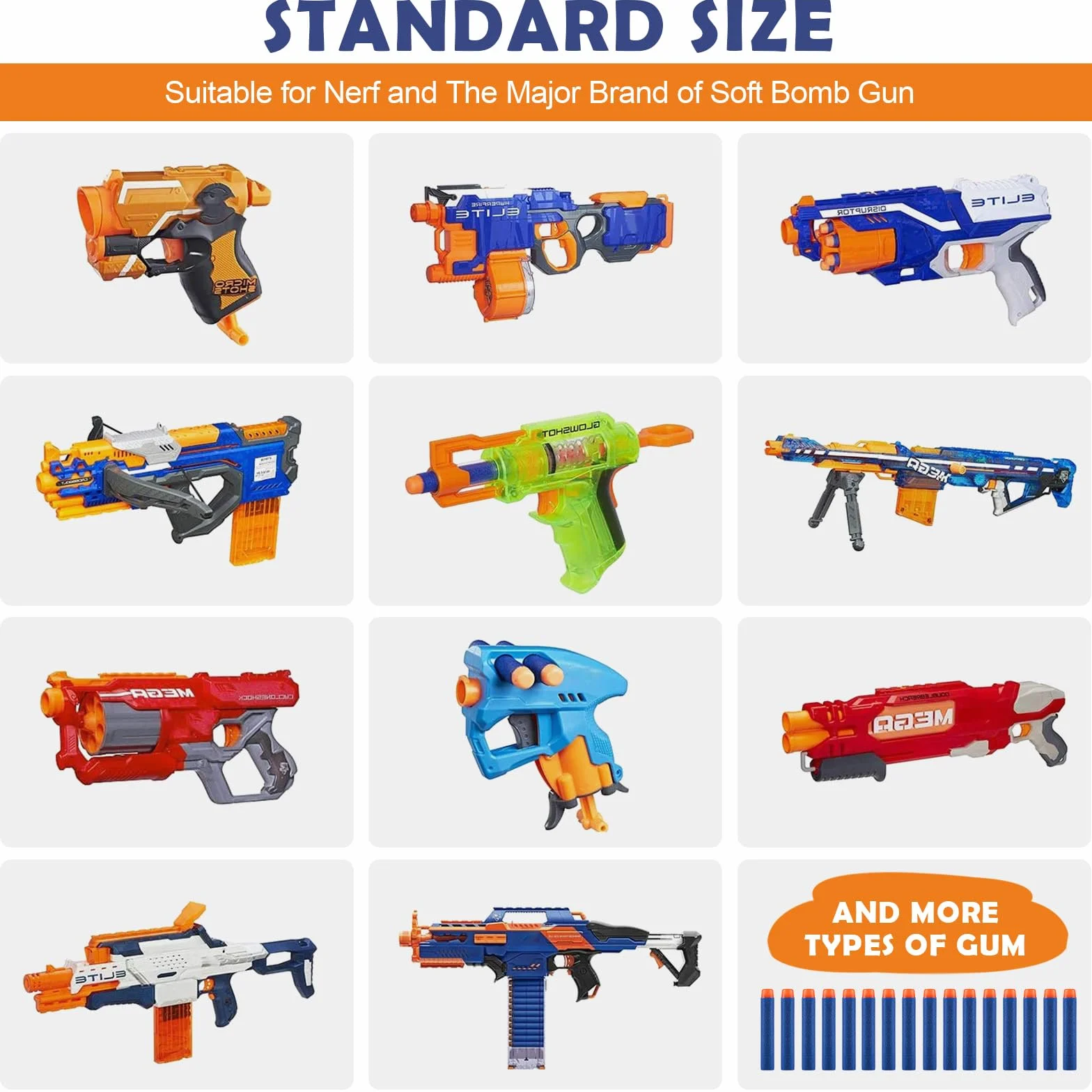Dardi Proiettili per Pistola Nerf N Strike Elite Blaster Ricambio Munizioni Ricarica Compatibili 200 Pezzi Blu Bianco