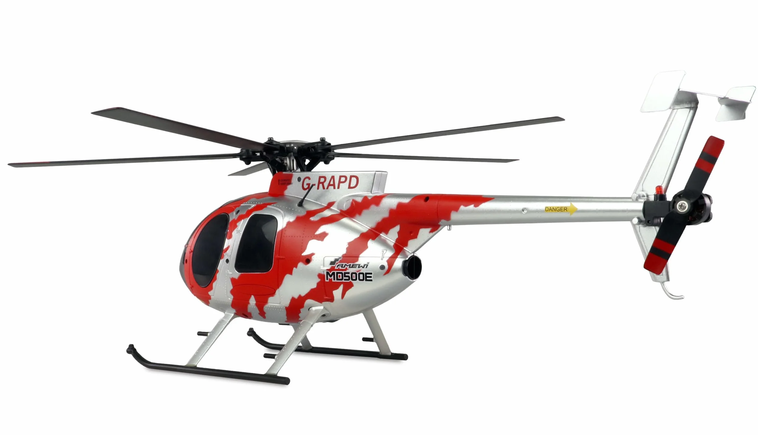 Amewi AFX MD500E Zivil brushless 4 canali 325 mm elicottero 6G RTF rosso/argento RC telecomandato
