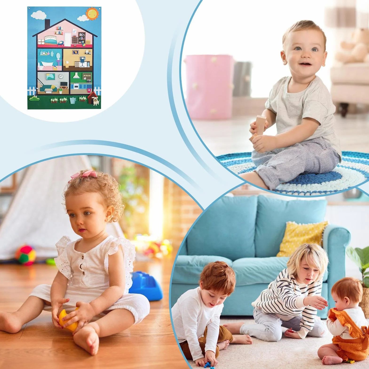 Generico Pannello in Feltro per Bambini Gioco Sensoriale,Lavagna per Raccontare Storie - Gioco Educativo Sensoriale per Bambini Scuola Casa Viaggi età 3+ Sviluppo Abilità