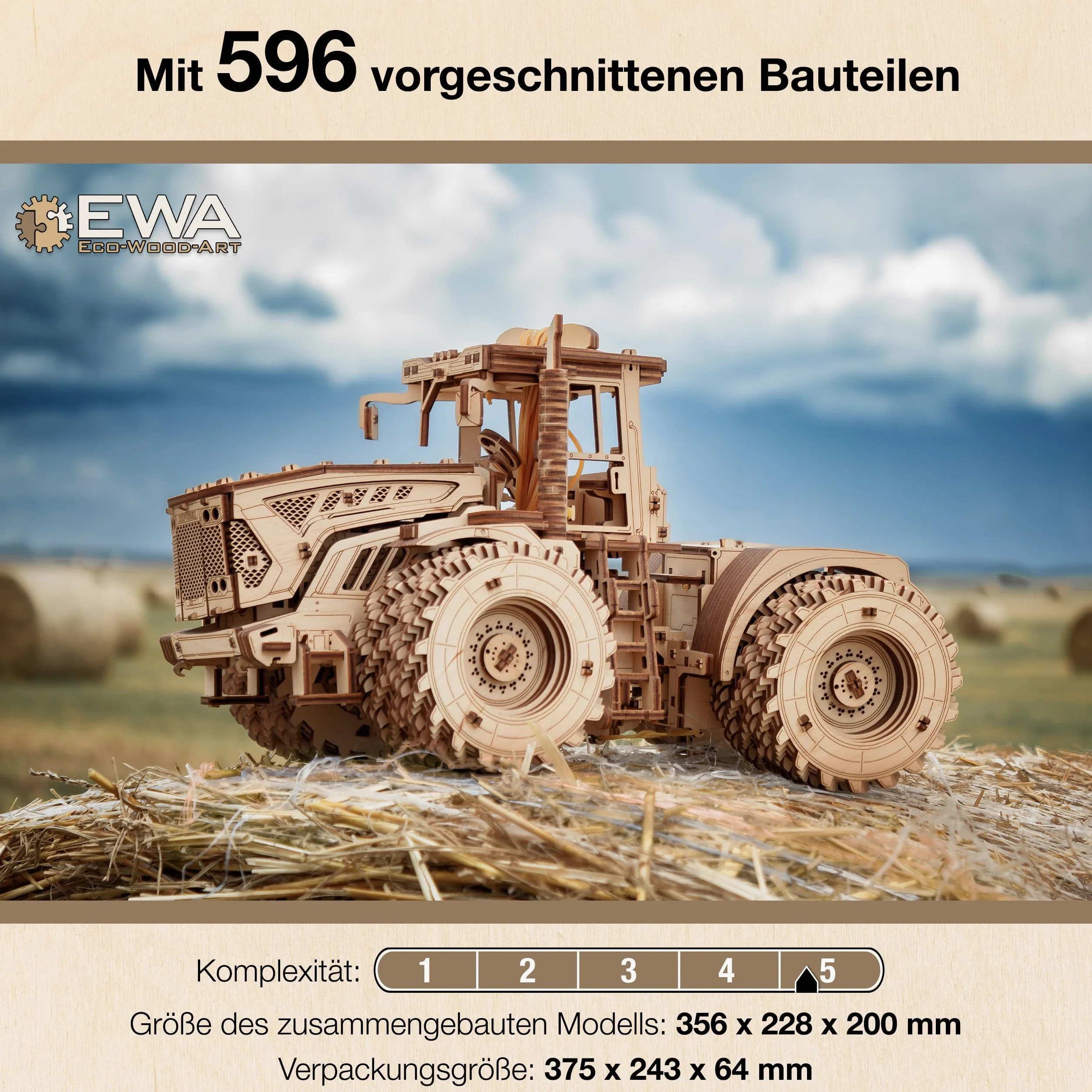 EWA Eco-Wood-Art - Trattore "KIROVETS K-7M" - Puzzle meccanico tridimensionale - Puzzle per adulti e adolescenti - Collezione senza colla - 596 dettagli.