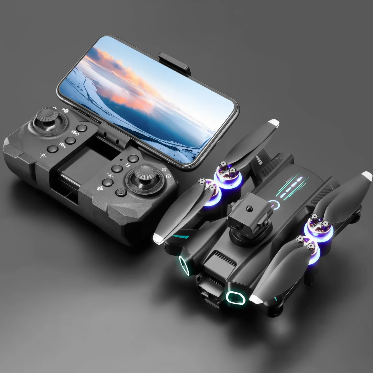 Drone con fotocamera per bambini e adulti, quadricottero pieghevole con controllo motore senza spazzole con ribaltamenti 3D Localizzazione ottica Fotografia gestuale per (Batteria 6K3)