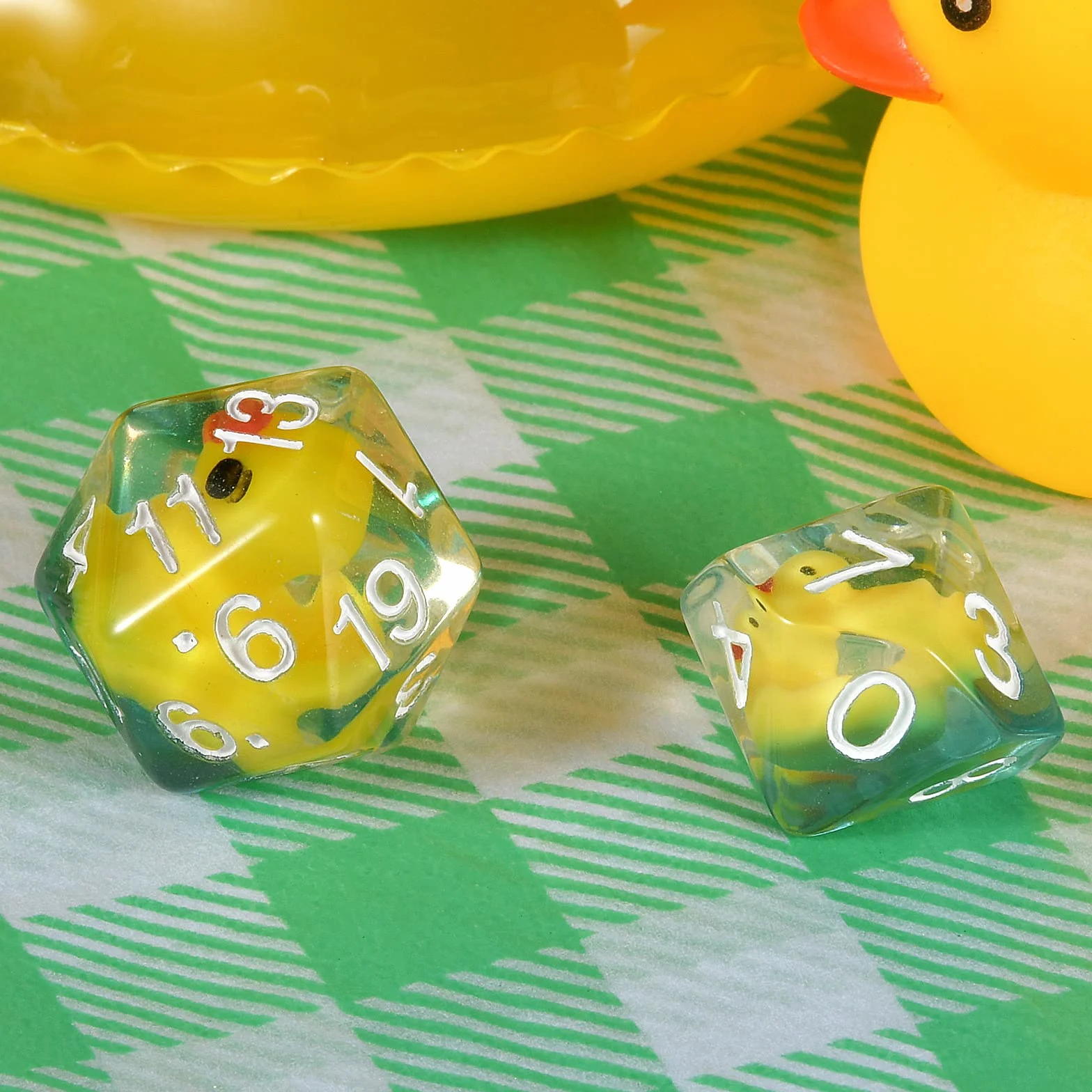 Duck Dice Polyhedral & RPG Set Inside Roll Play Gaming D20 Dungeons and Dragon 7 pezzi