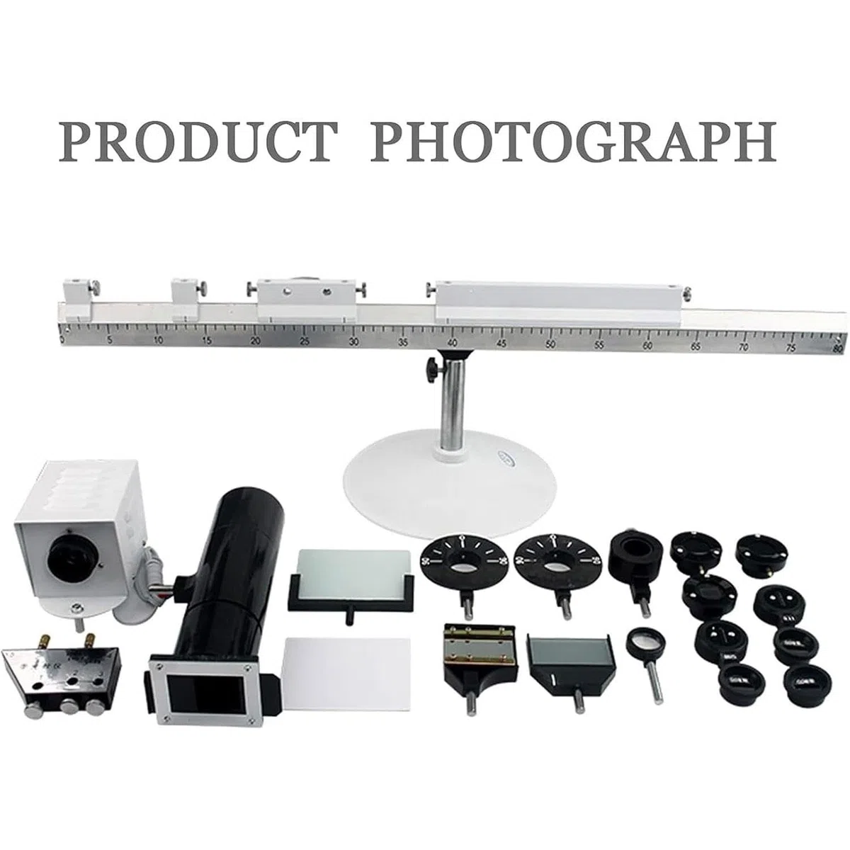 Kit for esperimenti su Guida Ottica calibrato a Doppia fenditura, interferenza della Luce, diffrazione, polarizzazione, Fisica, 80 cm, Anello di Newton Young