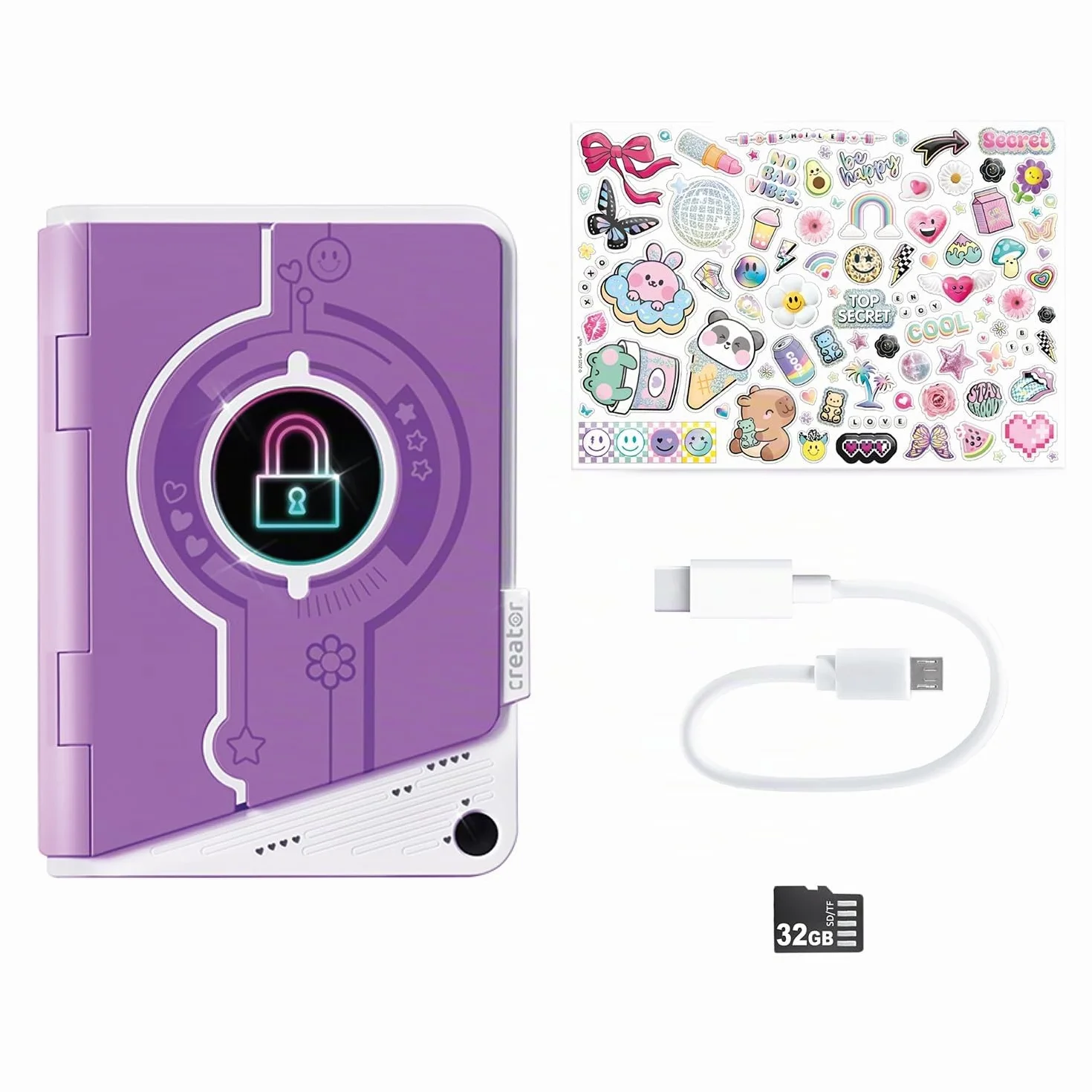 Canal Toys Diario Segreto Video Bambini Viola - 32 GB Registra Video Foto Impronta Digitale 24 Effetti LED