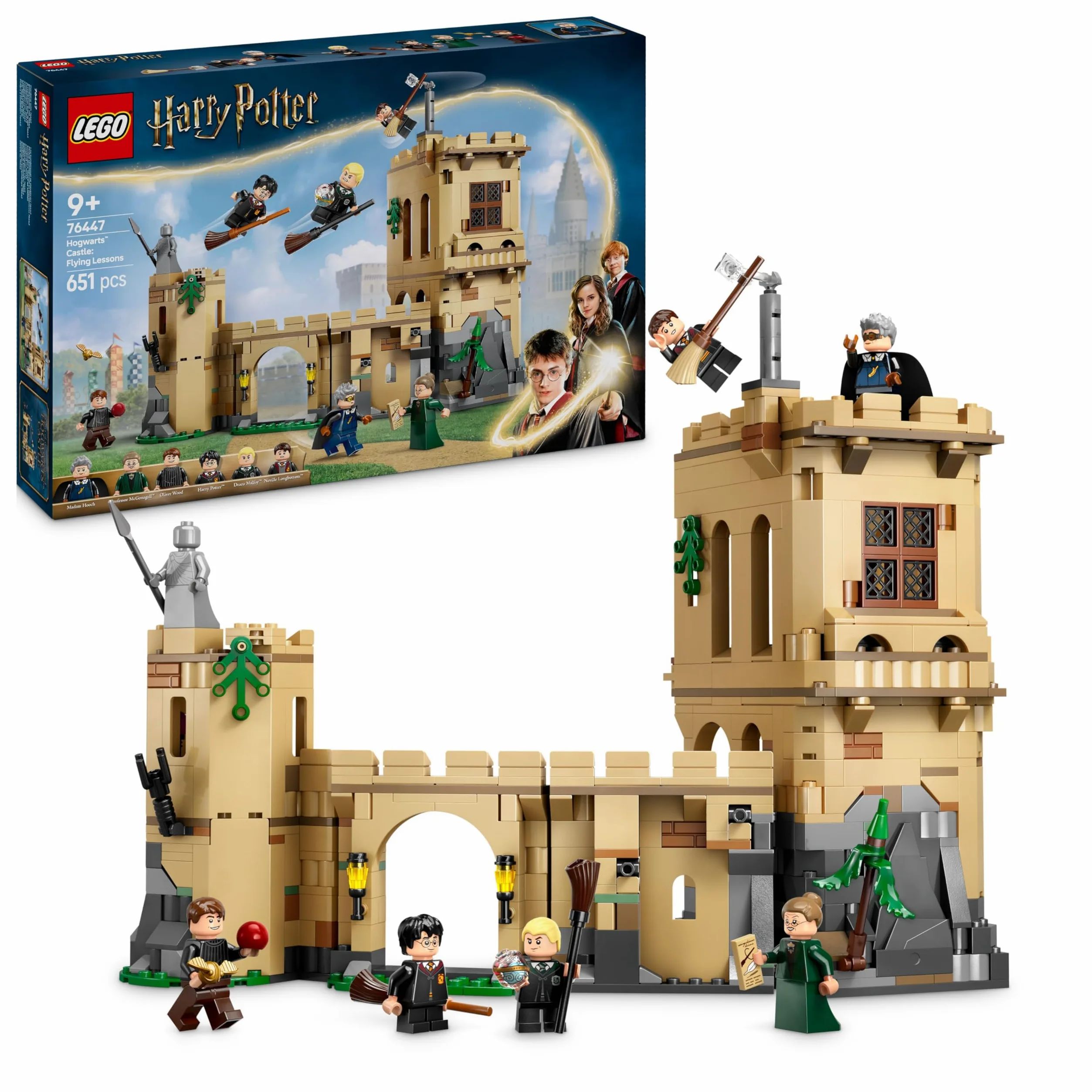 LEGO Harry Potter Castello di Hogwarts: Lezioni di Volo con 6 Minifigure da Collezione tra cui Draco Malfoy e la Professoressa McGonagall, Gioco di Ruolo per Bambini da 9 Anni dal Mondo Magico 76447