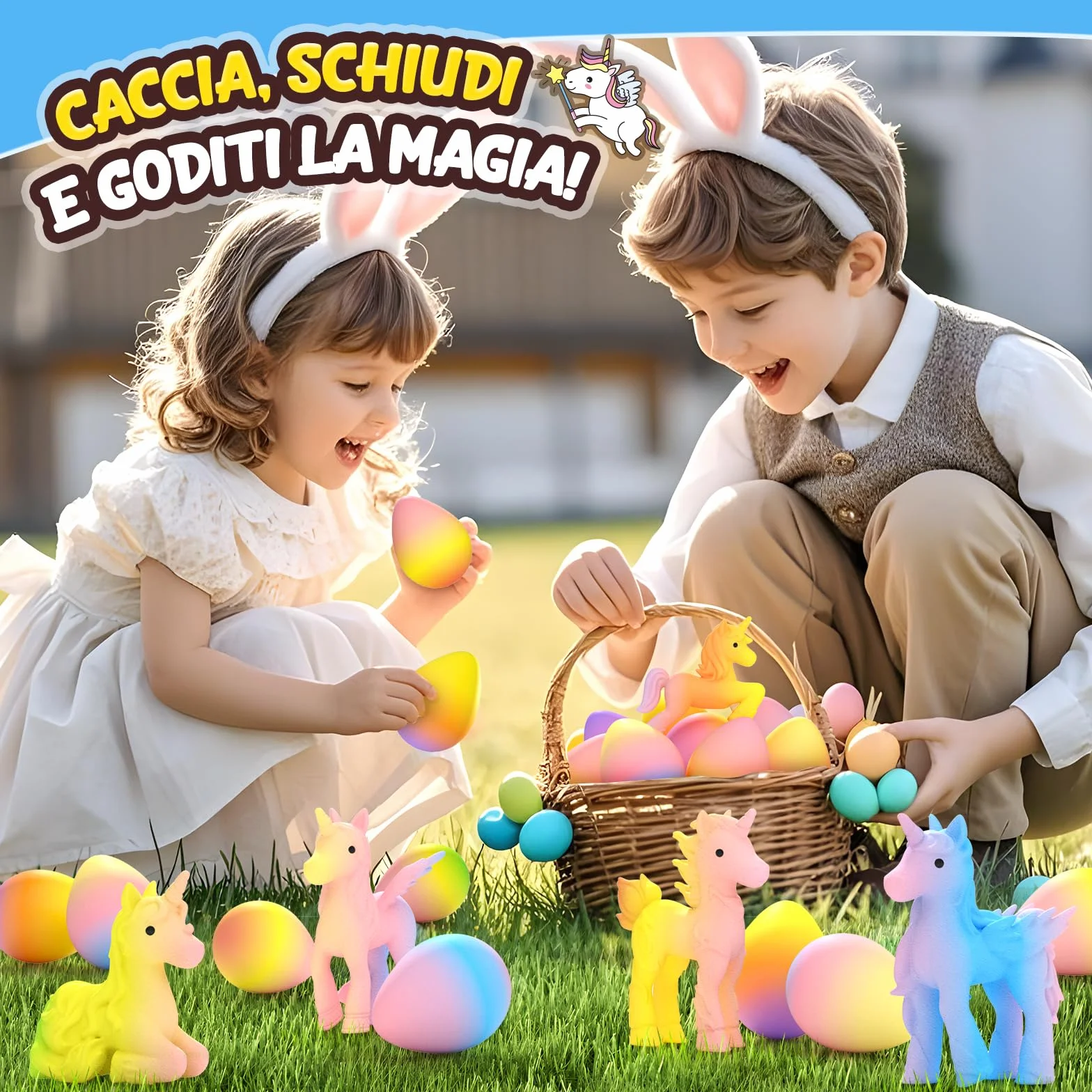 Uova Arcobaleno che Si Schiudono con Unicorni per Bambini - 6 Giocattoli Unicorno per Ragazzi e Ragazze, Idee Regalo per Pasqua o Compleanno per Bambini dai 3+ Anni - Regali per Bambine di 3 4 5 6 7 8