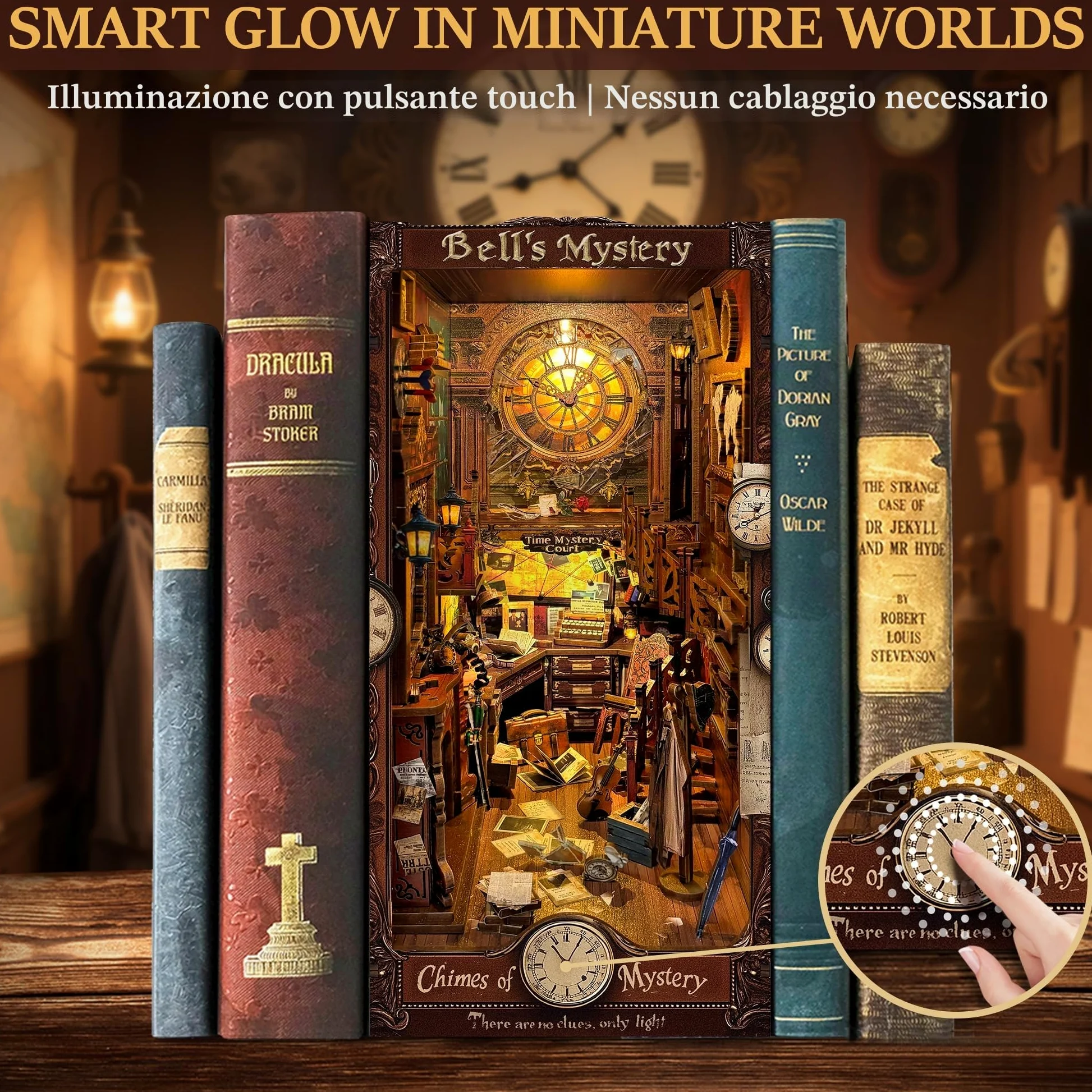 CRIOLPO Kit Book Nook DIY per Adulti - Casa in Miniatura con Luci LED da Montare, Modellismo 3D Creativo per Decorare Librerie - Regalo Originale per Appassionati di Fai da Te