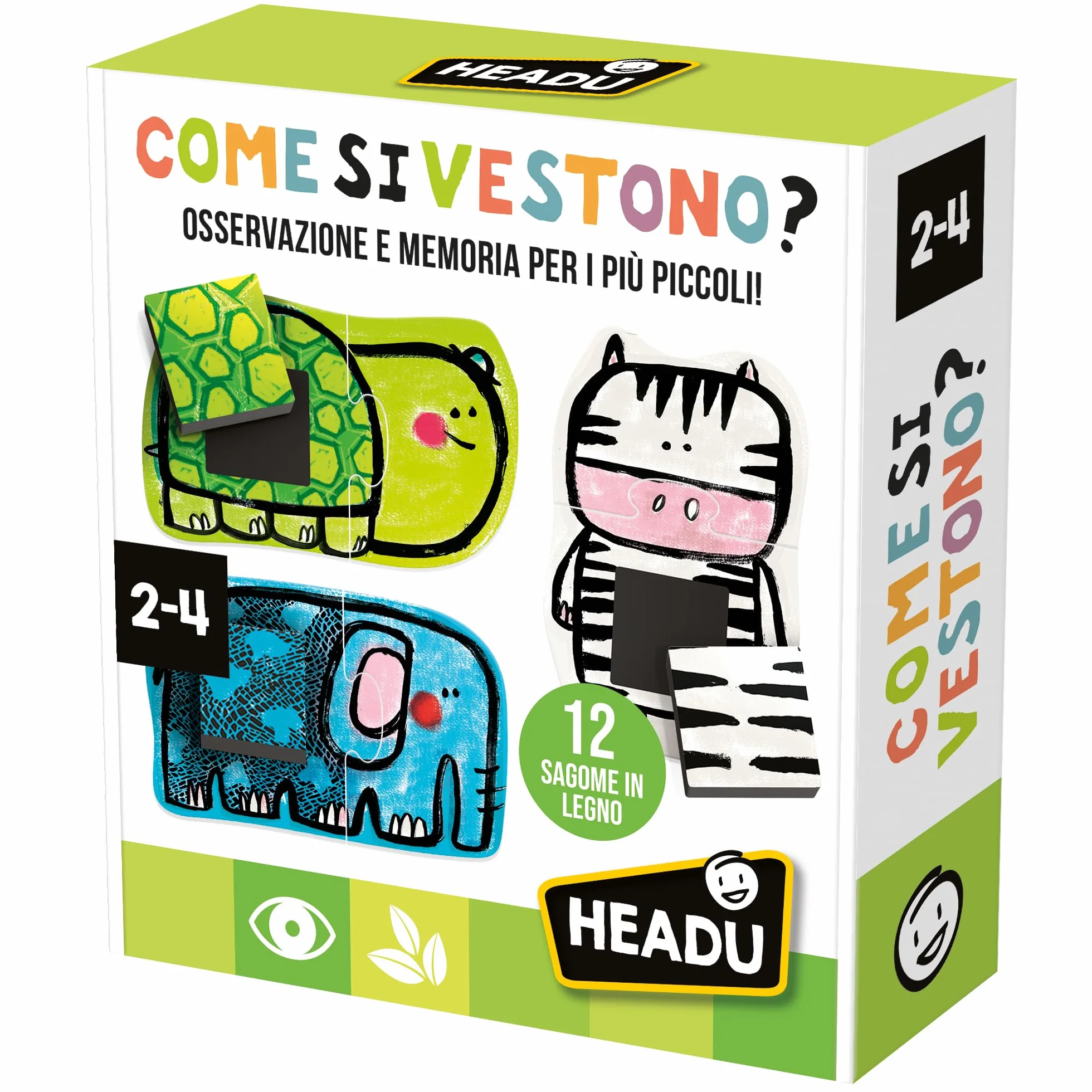 HEADU - Come si Vestono, Osservazione e Memoria per i più Piccoli, Un Gioco Educativo per Bambini dai 2 ai 4 anni, Made in Italy