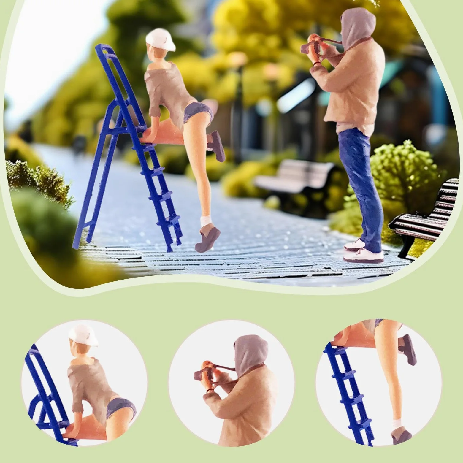 Miniature Scene Figure Set Persone Miniature Dipinte in Resina 1 64 Modelli Oggetti Collezionabili Accessori Diorama Scenico Adatti per Case delle, Cachi