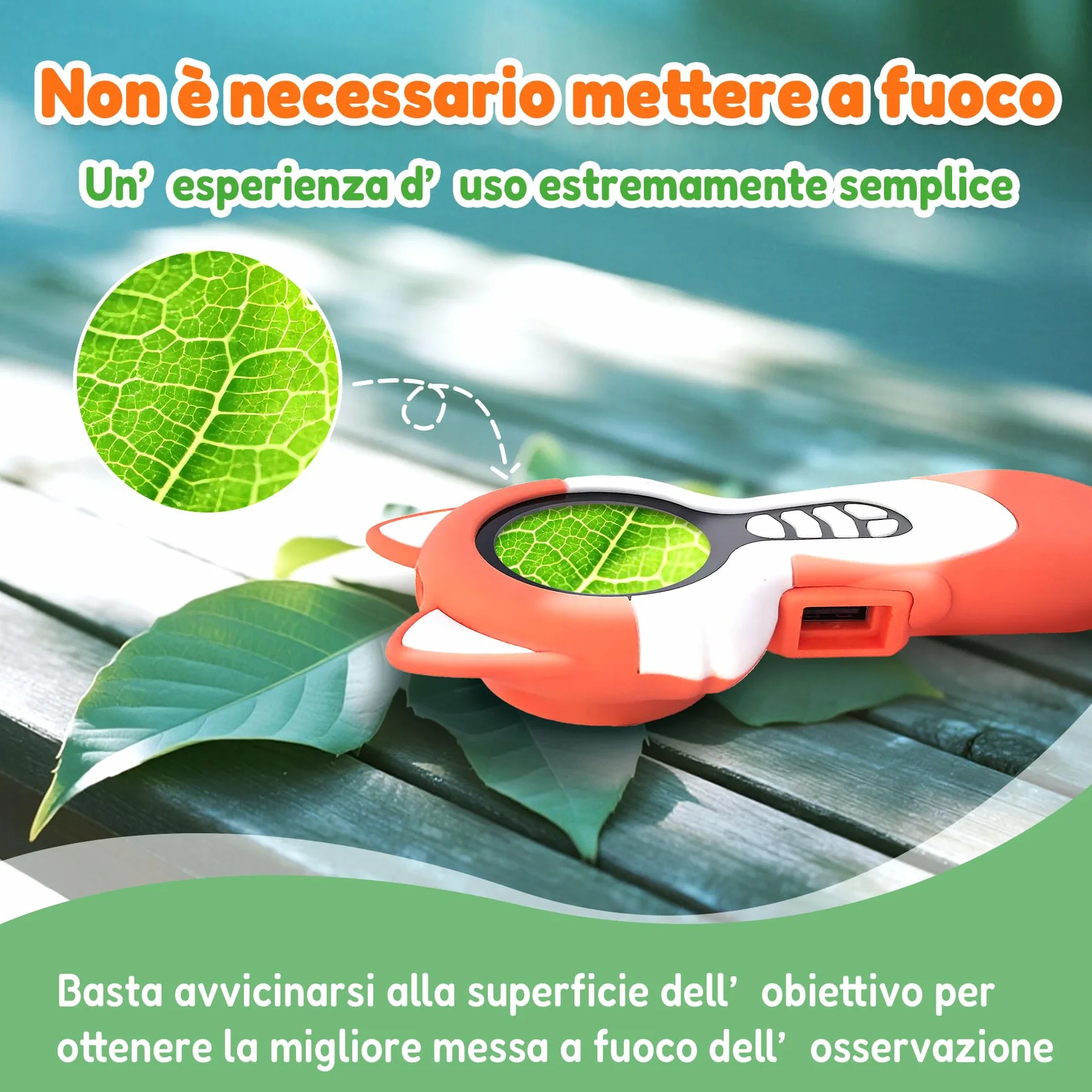 Microscopio digitale 2 in 1 per bambini, un obiettivo per fotocamera e un obiettivo per microscopio, microscope for kids 100X, piccoli esploratori, 16GB, Panda