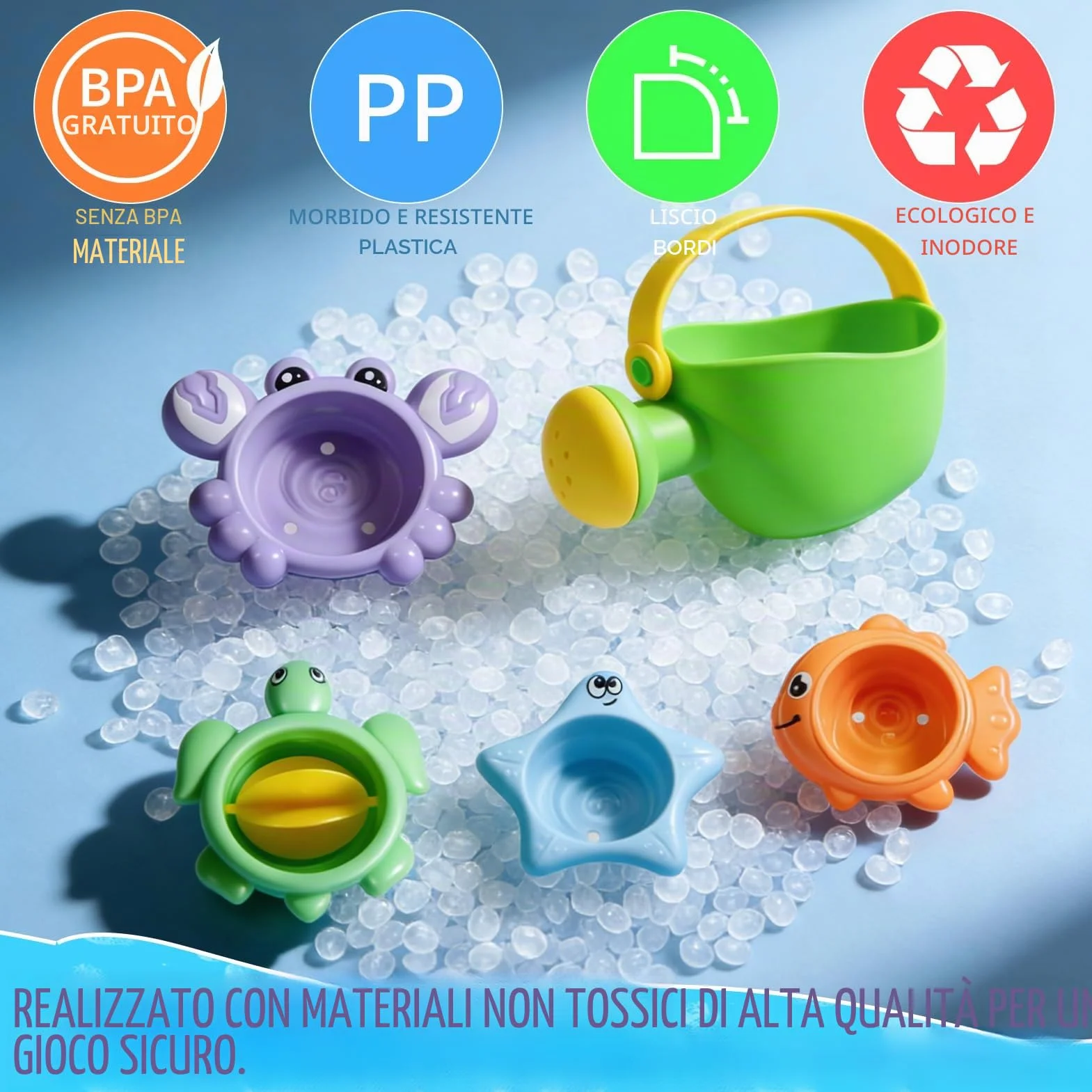 Giochi Bagnetto Neonato 14 Pezzi, Set Giochi Vasca da Bagno Bambini con Annaffiatoio, Ruota d’Acqua, Bicchieri Impilabili e Barchette, Giochi Bagnetto Neonato Atimuffa per Bagno e Piscina