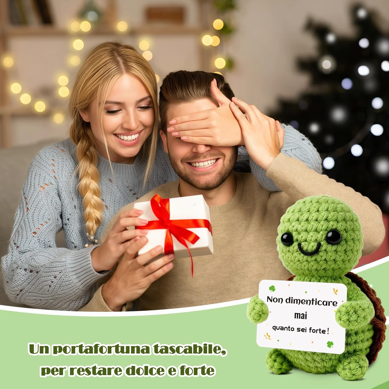 Tartaruga Portafortuna Fatta a Mano con Messaggi Ispiratori - Peluche Morbido con Frasi Motivazionali in Italiano, Regalo Originale per Amiche, Compleanni e Lauree (Tartatata)