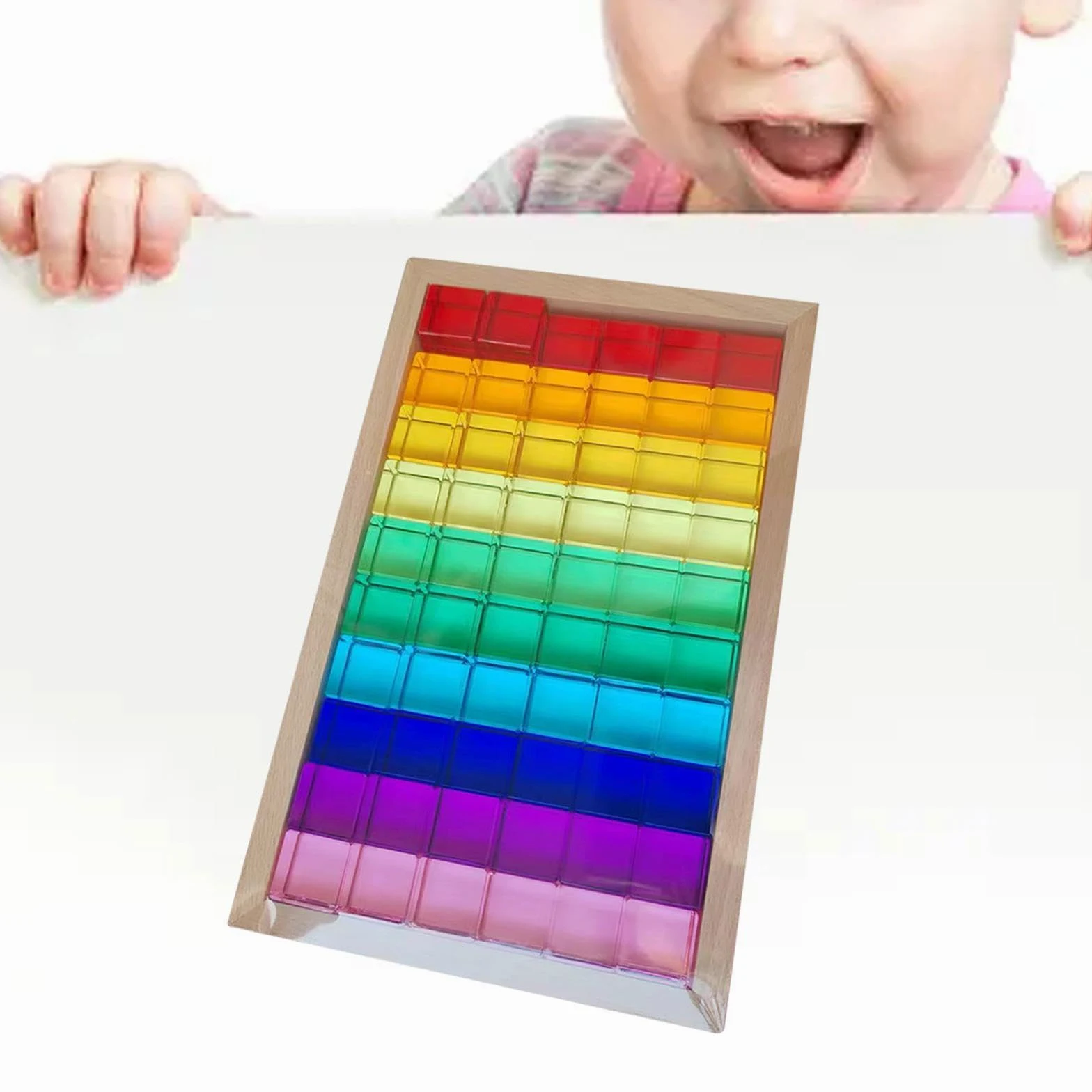 Giocattoli per L'allenamento Sensoriale con Blocchi da Costruzione Arcobaleno Realizzati in Cubi Acrilici per Il Gioco Creativo