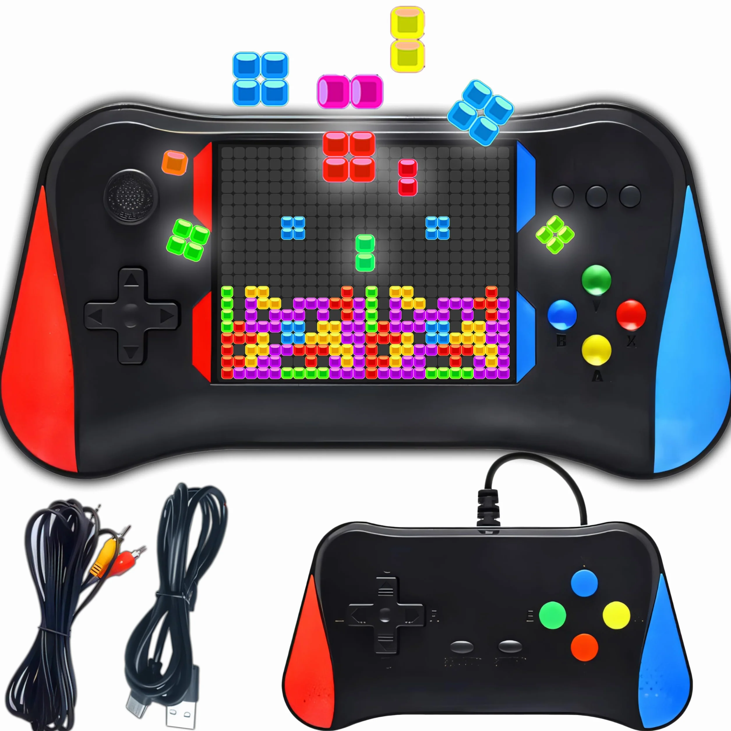 Retoo Console di gioco portatile retrò con display LCD 3,5 pollici, per due giocatori con 500 giochi classici, batteria 1200 mAh, schermo, console per videogiochi retrò per bambini, console da gioco