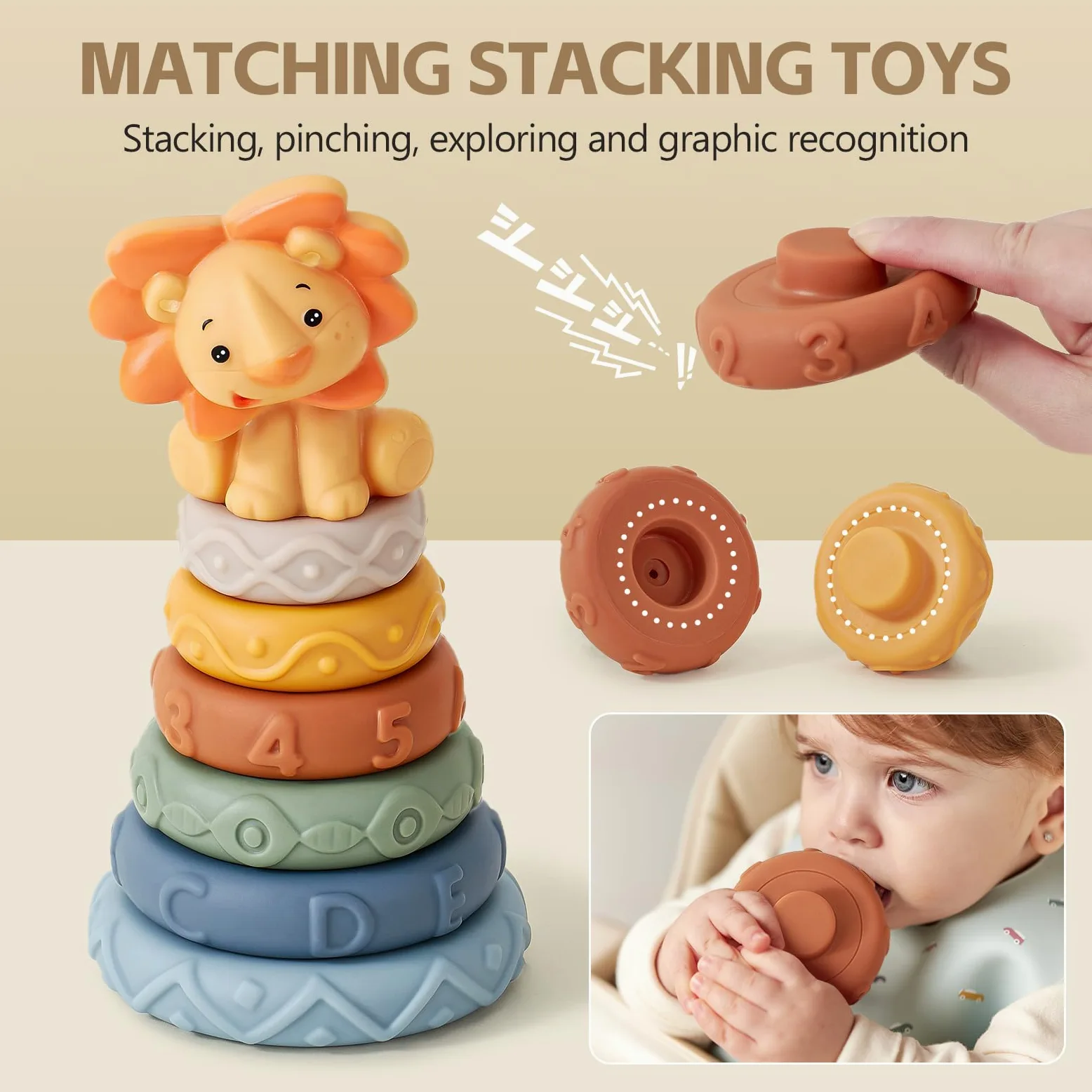 Atoylink Giochi Neonato 6 9 12 Mesi Giochi Legno Montessori con Object Permanence Box & Cubi Impilabili Bambini & Sonaglio Neonato & Flashcards, Giocattoli Giochi Sensoriali per Neonati