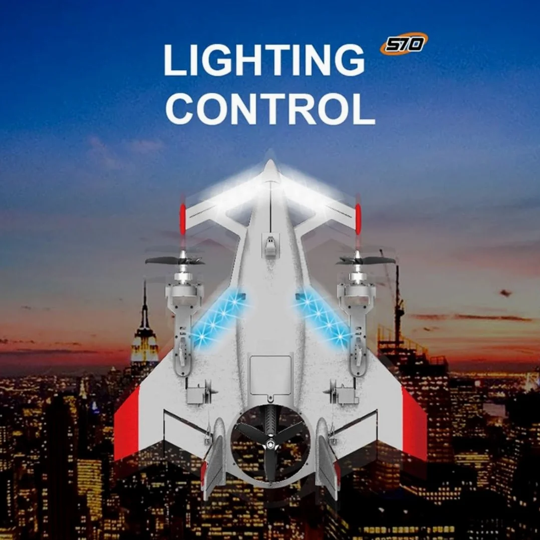 NULA Aereo radiocomandato a 8 canali con motori brushless, 2,4 GHz, EPP-VTOL, modello di aereo per avvio verticale, volo fluttuante e volo in avanti, giroscopio a 6 assi, RTR-arancione, 2 batterie