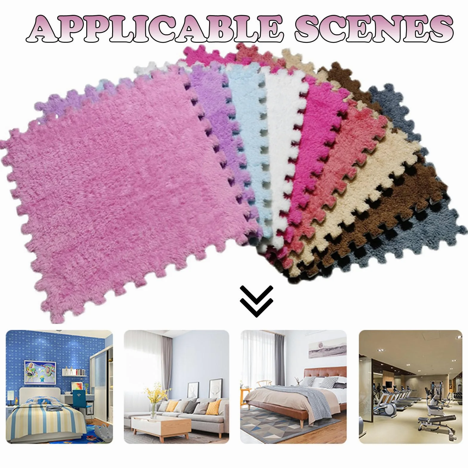 Tappeto ad Incastro Splice 24 Pezzi Tappetino da Arrampicata in Peluche, Tappeto in Schiuma Eva ad Incastro, Taglio e Giunzione, Adatto per Area Giochi, Tappeto in schium,Brown+White+Red