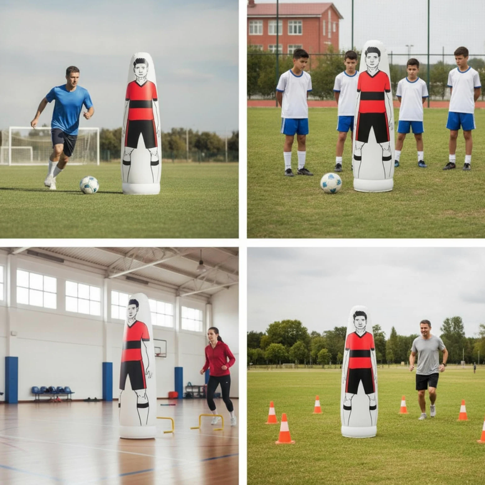 Barriera Calcio Gonfiabile, Manichino Allenamento in PVC | Ostacolo Partner con Base Arrotondata, Stabilità e Facile Gonfiaggio Sgonfiaggio per Allenamento calcio e Difesa