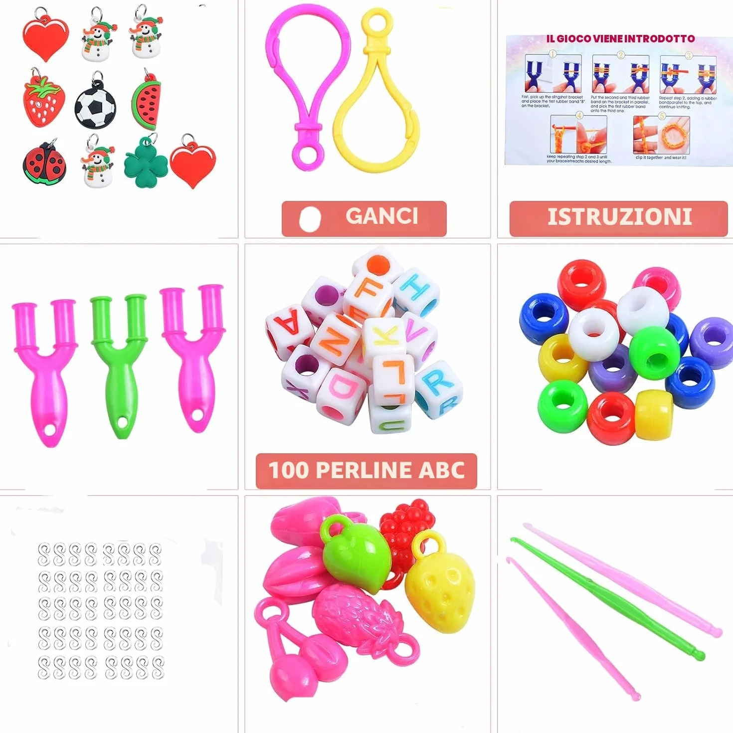 Yestrong Elastici per Braccialetti, 2500+ Bracciale Elastici Colorati Loom Bands Kit 40 griglia, fai da te Bambina Elastici di Gomma Bracciale Lavorare