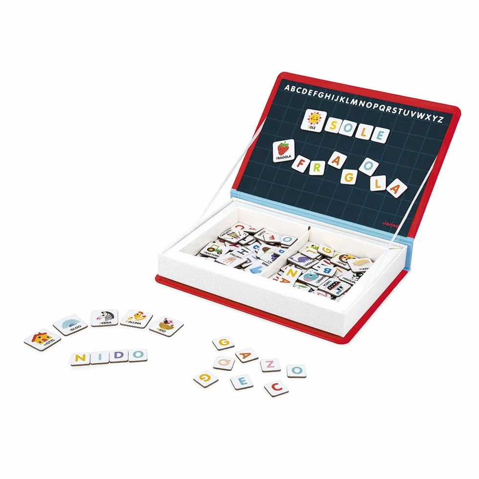 Janod - Magneti'Book Alfabeto - Gioco Educativo Magnetico 142 Pezzi - Versione Italiana - da 3 Anni, J02594