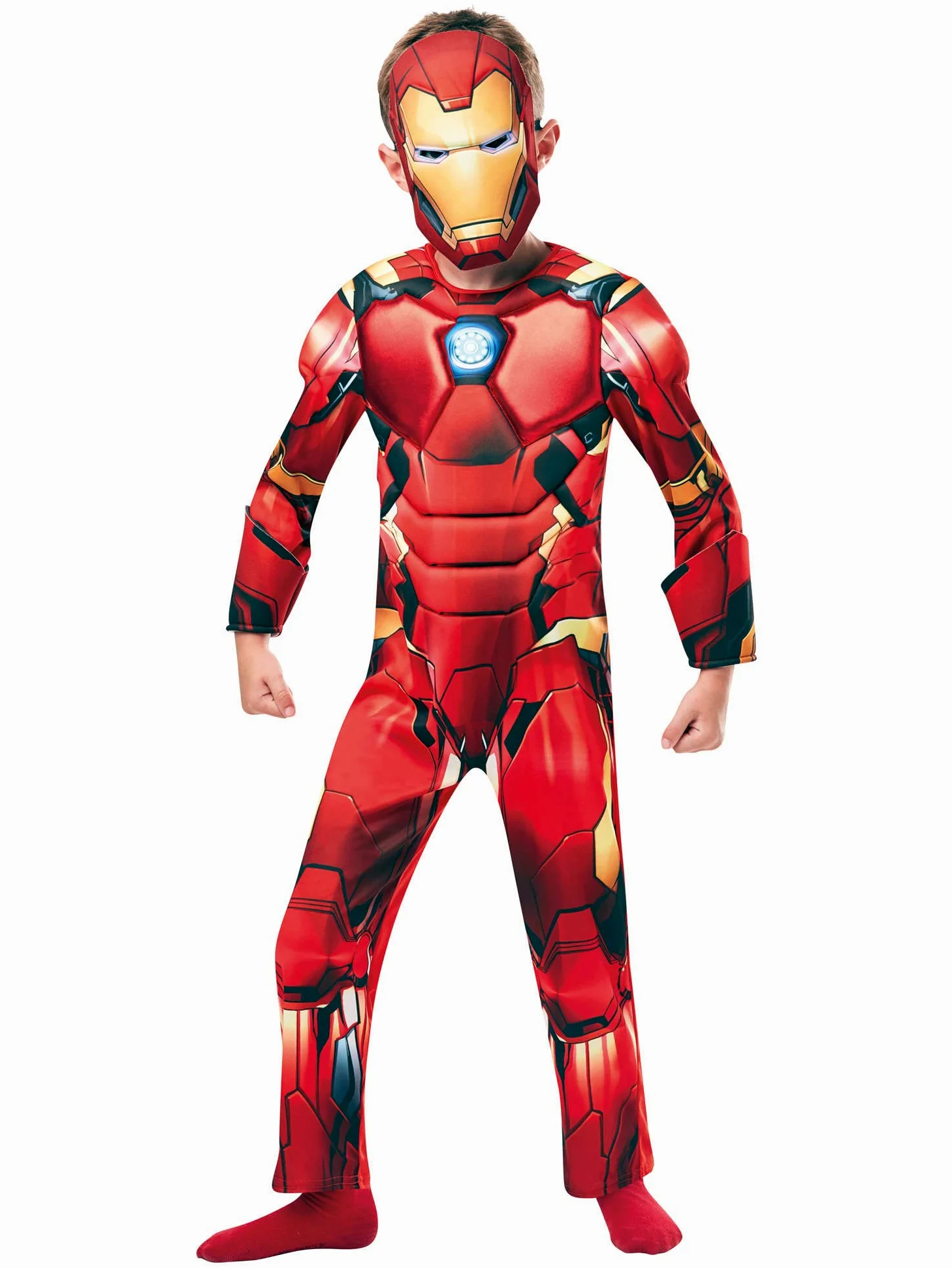 Rubies 640887 Costume ufficiale Marvel Avengers Iron Man Deluxe per bambini, taglia unica (età 9-10 anni, altezza 140 cm) Halloween