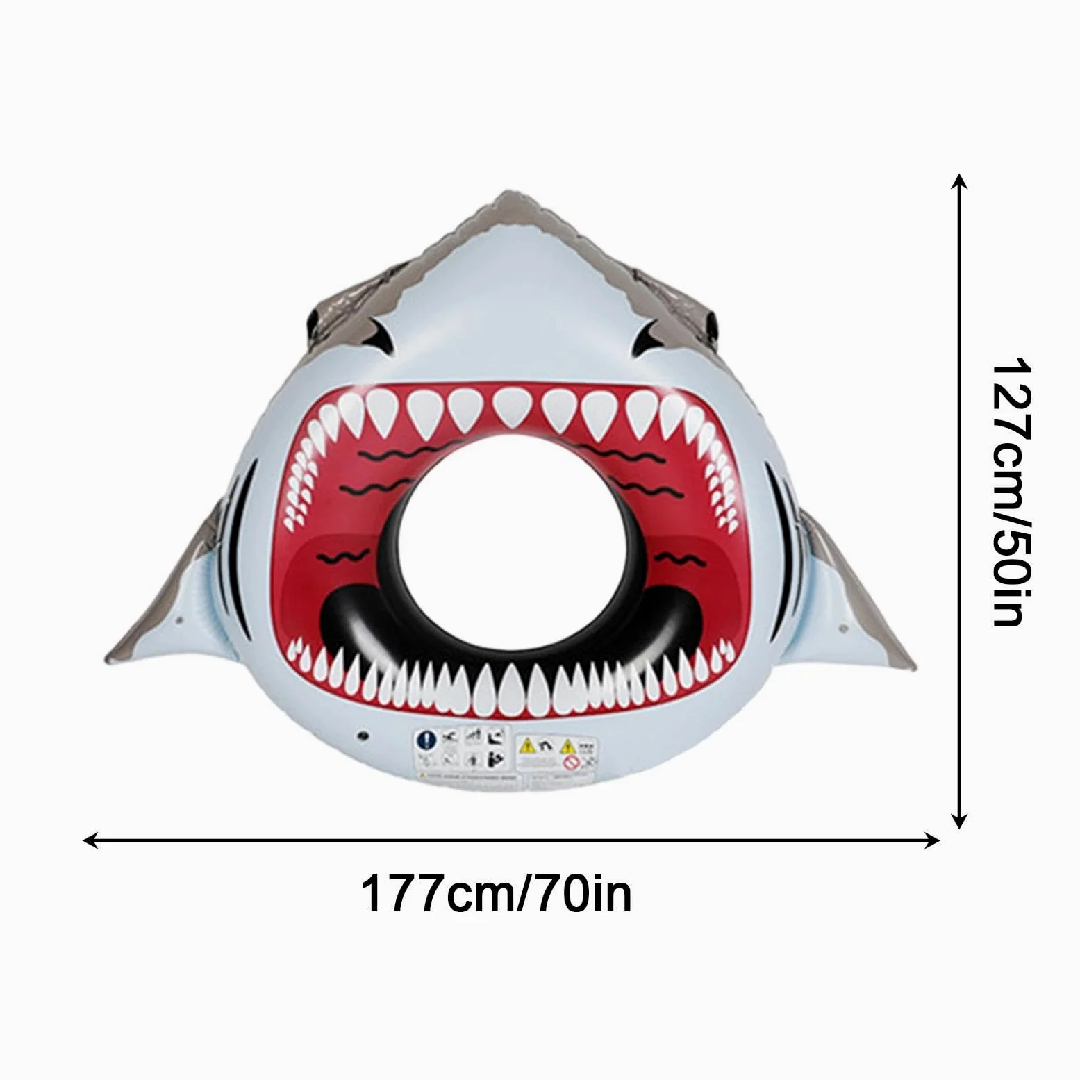 Galleggiante gonfiabile per piscina, in PVC, per adulti, per spiaggia, lago | Salvagente gonfiabile a forma di squalo, in PVC, 177 x 127 cm, lettino ad acqua resistente, divertimento galleggiante per
