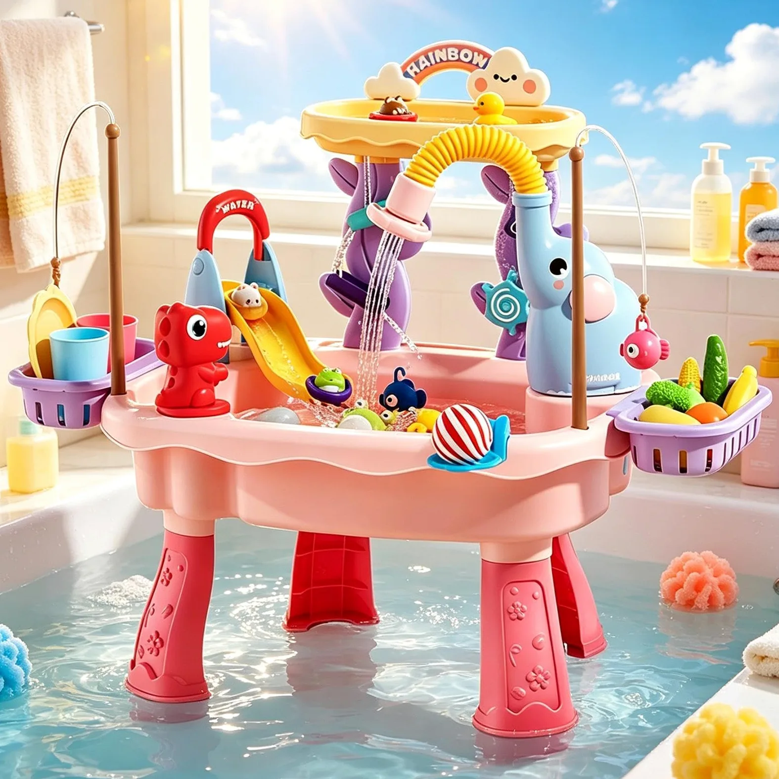 Tavolo Acquatico con di Pesca | Tavolo E Attività Per Bambini per , Spiaggia, , Campeggio, Patio, Asilo , Scuola Materna, Bambini e Bambine Età 4-8