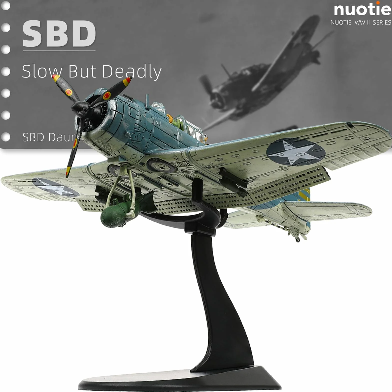 NUOTIE Douglas SBD-2 Dauntless Dive Bomber Model Aereo da Guerra Seconda Guerra Mondiale Midway 1/72 Metall Fuso Pressione