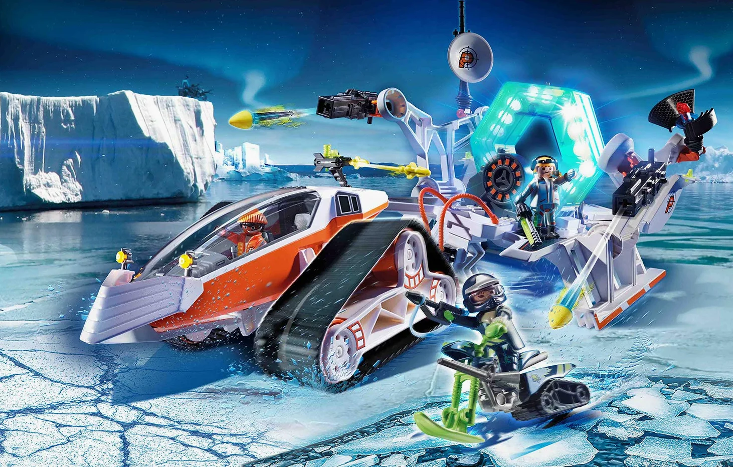 PLAYMOBIL Top Agents 70230, Stazione di Comando con Veicolo cingolato dello Spy Team, con luci e Suoni, dai 6 Anni