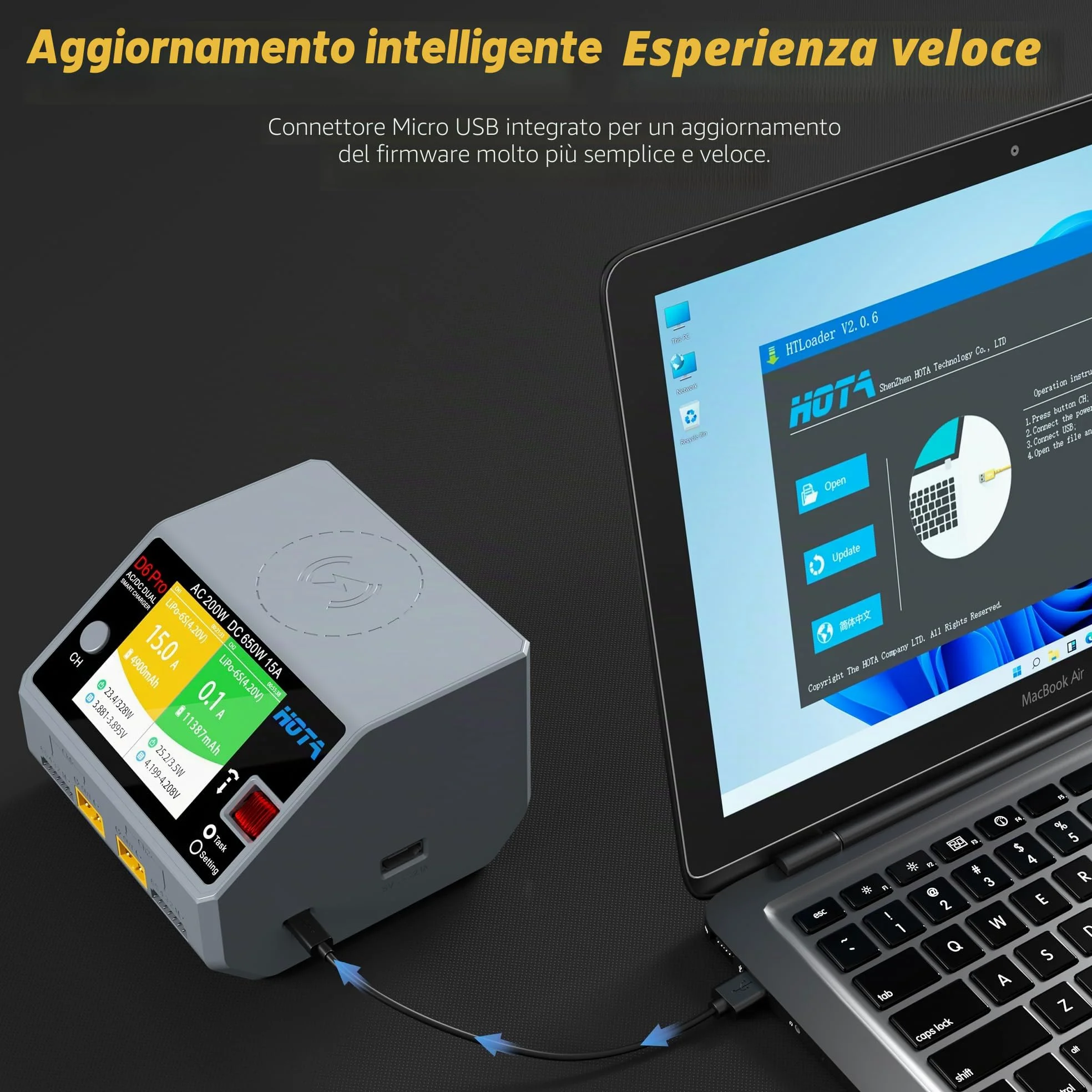 HOTA D6 Pro RC Batteria Dual RC Caricabatterie AC200W DC 325W 15A Balance Charger per RC LiHv Nicd NiMH Ricarica Batteria RC Auto RC Barca FPV Race Drone Parti