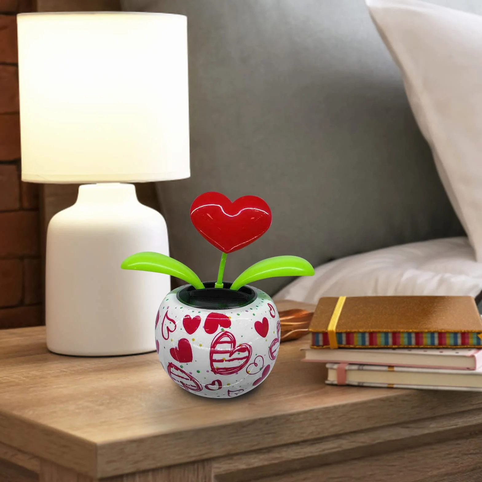 Fiori Danzanti ad Energia Solare Simpatico Cuore Oscillante Ballerino di Fiori Fiori Flip Flap, Bobblehead Auto Ecologico Fiori Danzanti Solari per Auto e Decorazione Domestica Regalo