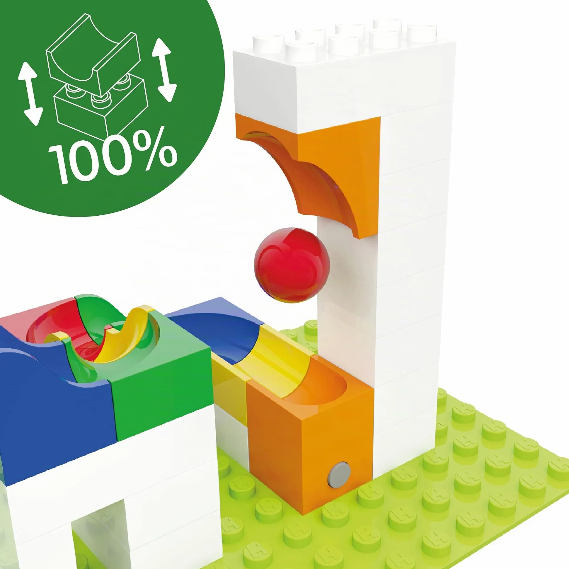Hubelino Marble Run - Set di espansione per catapulta da 41 Pezzi, Prodotto in Germania, Certificato e premiato