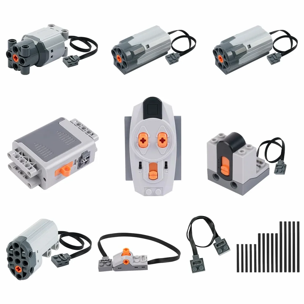 HOTUT 25 Pezzi Power Functions Kit, con Servo Motore Set Custodia Della Batteria del Ricevitore del Telecomando a Infrarossi Treno Motore a Velocità Regolabile