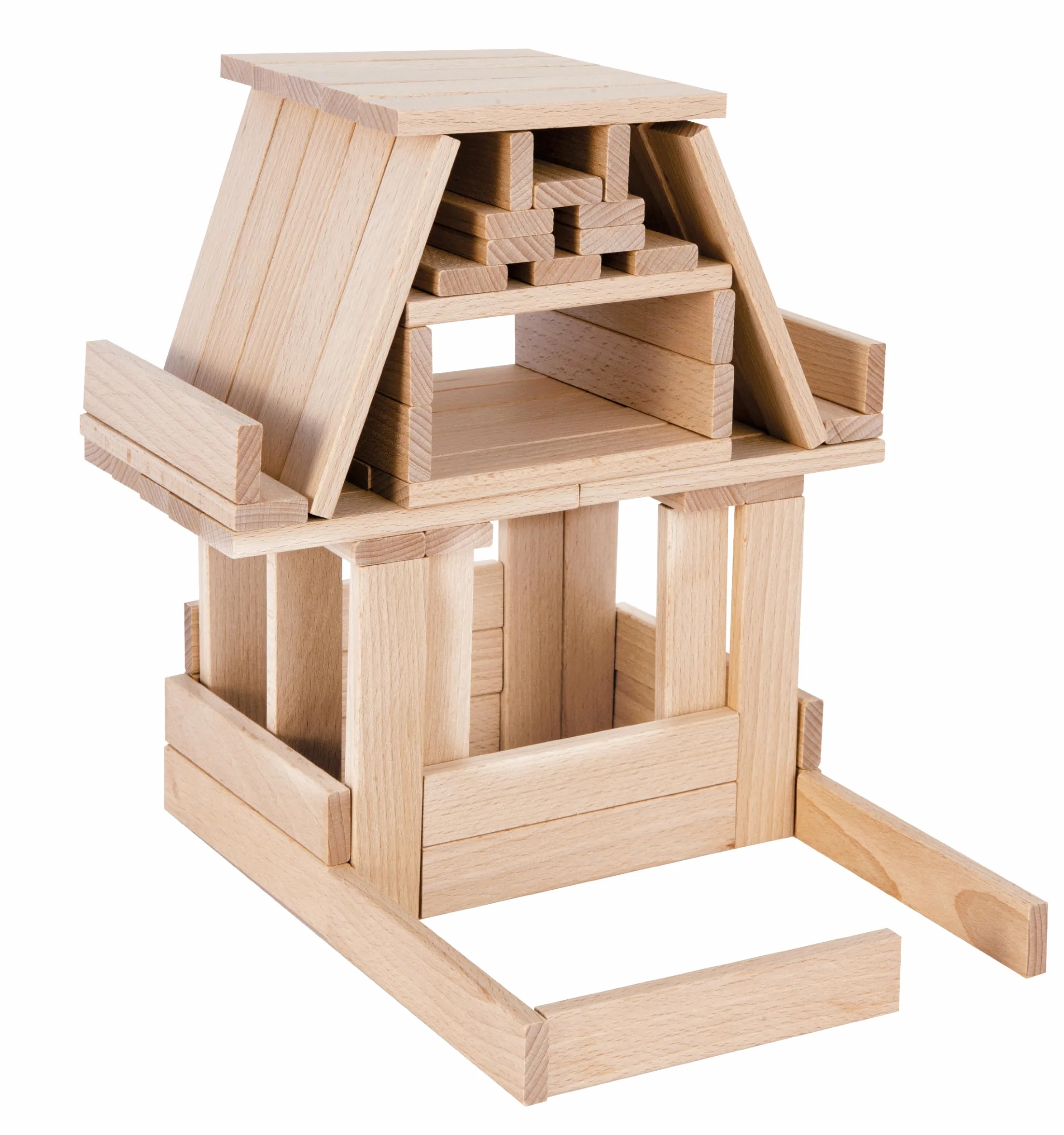 Eichhorn- Holzbaukasten Pietre Costruire, con Modelli, in Legno di faggio Certificato FSC 100%, 200 Pezzi, per Bambini dai 2 Anni in su, Colore Naturale, Small, 100001612