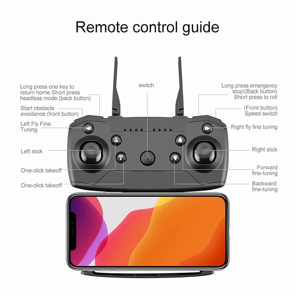 Drone con Fotocamera per Fotografia Aerea Evita Gli Ostacoli su Tre Lati Mini Professional RC Quadcopter Aircraft Toy Gift (Black Dual Lens) (White Single Lens) (Bianco Single Lens