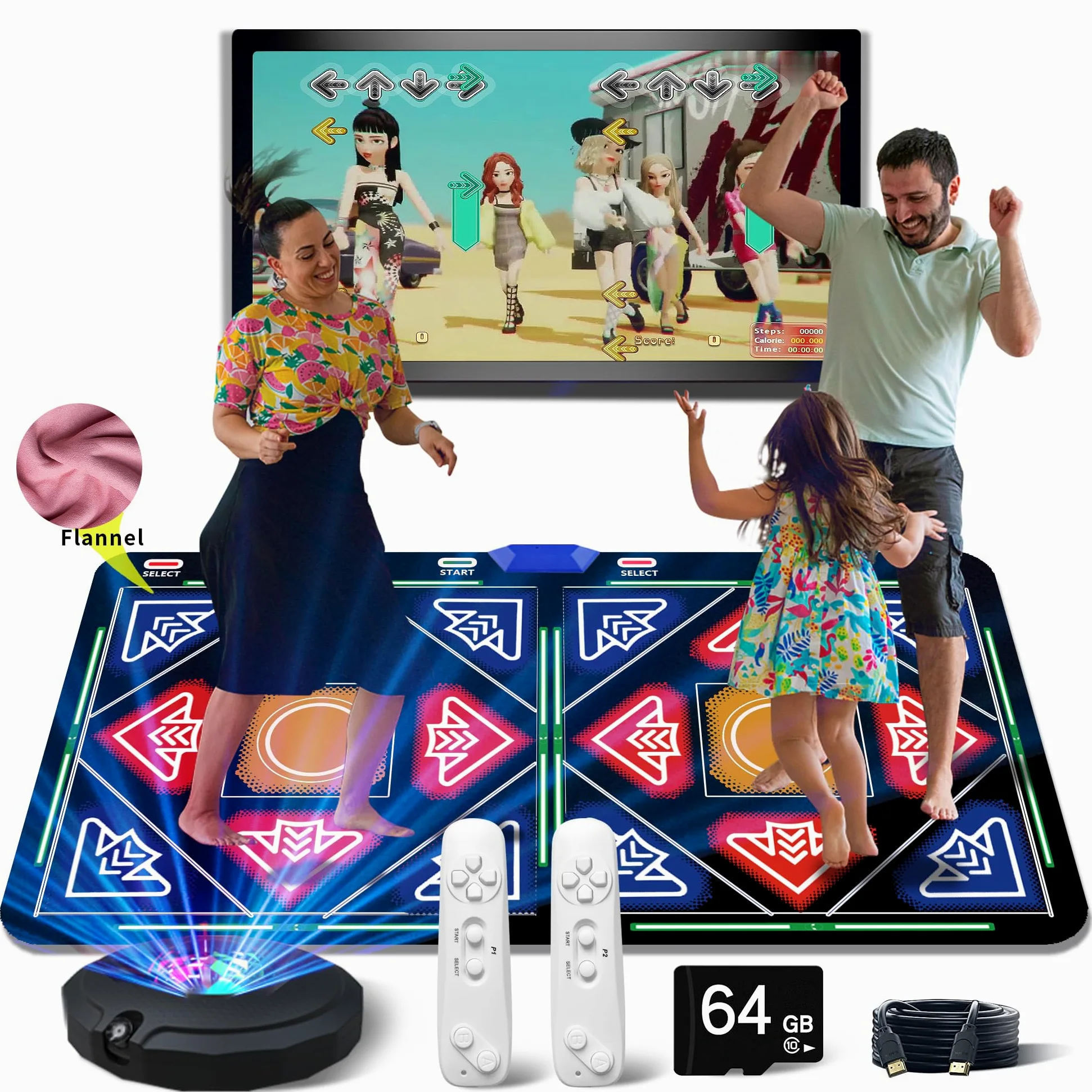 Tappeto da ballo HDMI con fotocamera, 1030giochi,700canzoni,64GB di memoria e 81video MTV,giochi di danza, fitness ed educativi,tappeto elettronico musicale in flanella, regalo per bambini e bambine