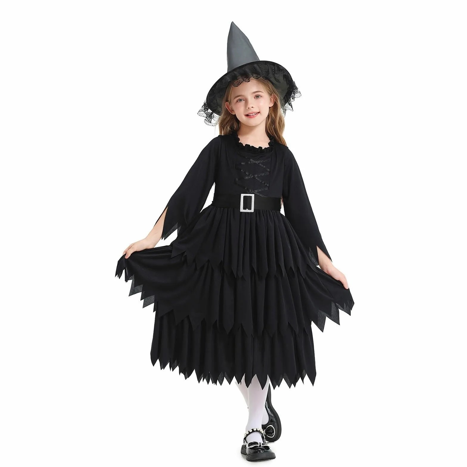 Generico Vestito Streghe Costume Halloween,Costume Da Strega Di Halloween Per Bambini Con Cappello E Mantello
