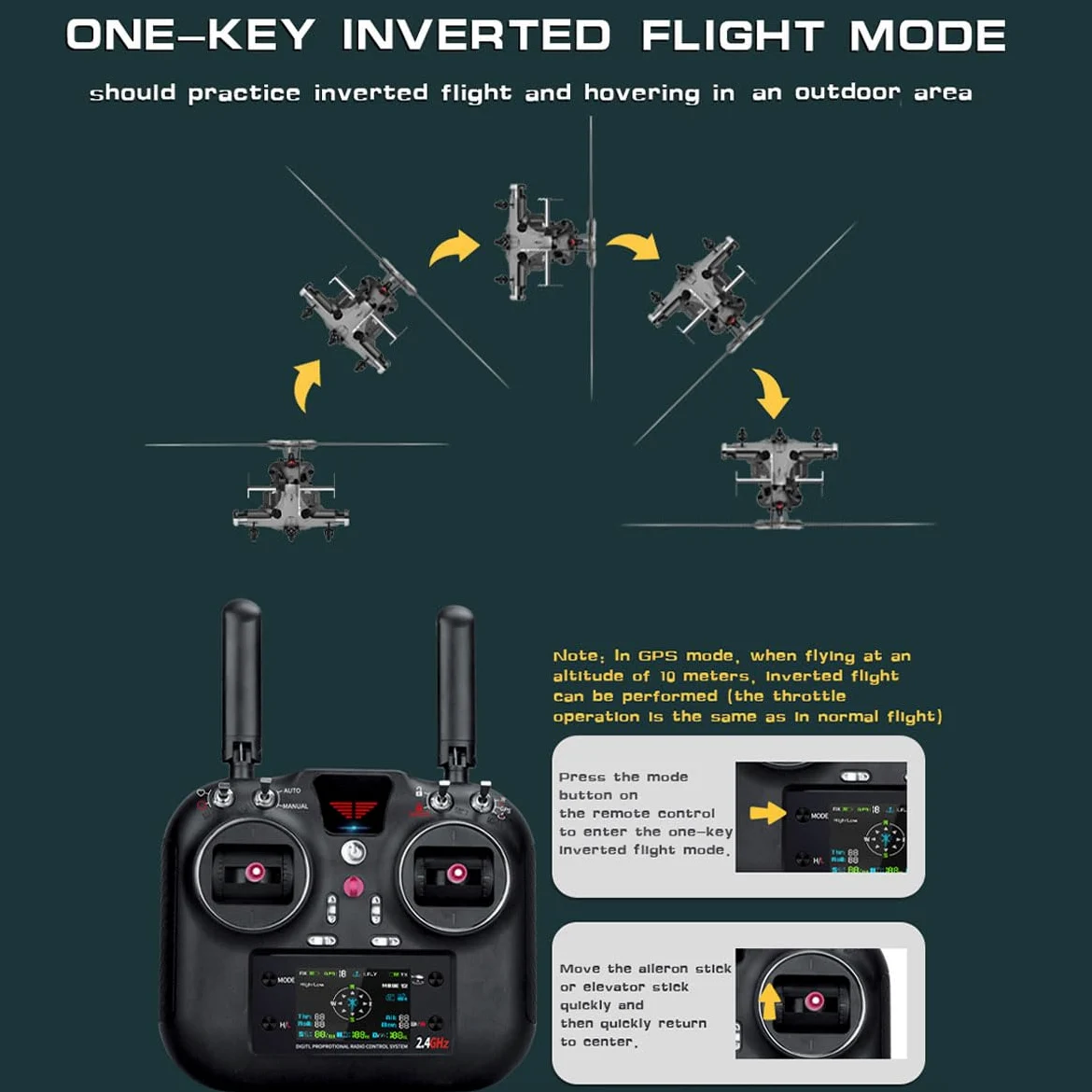 Air-wolf elicottero RC per adulti, aereo Wolfbush AW-911, scala 1/34, 2,4 G, 9 CH Flybarless con modalità cascata 6G/3D, modello elicottero RC a 1 batteria con posizionamento GPS