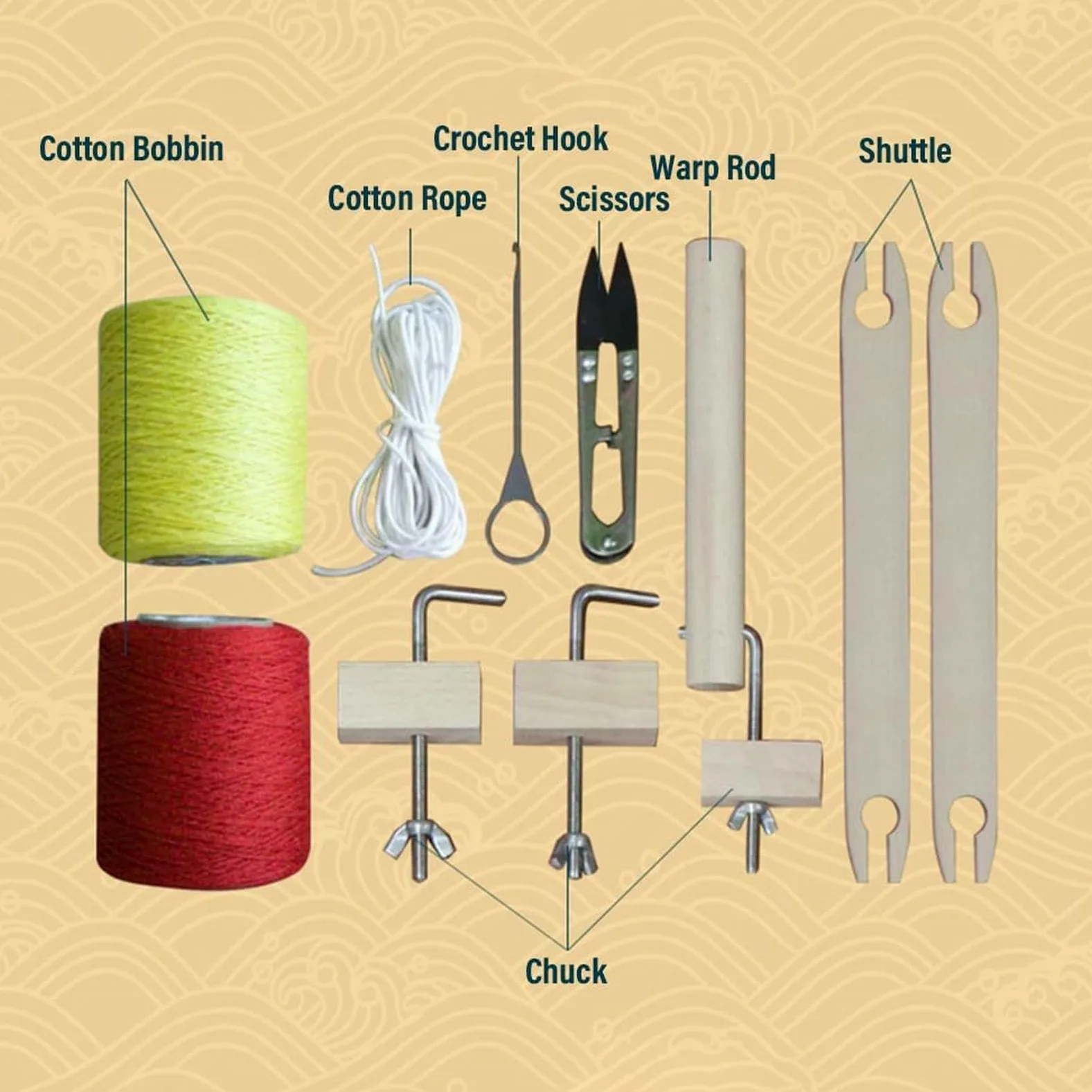 Kit Telaio per Tessitura in Legno, Telaio per Tessitura Multiuso in Legno Regolabile, Macchina per Maglieria a Mano, con Filati, aste, pettini e navette, Adatto a Principianti e Bambini.
