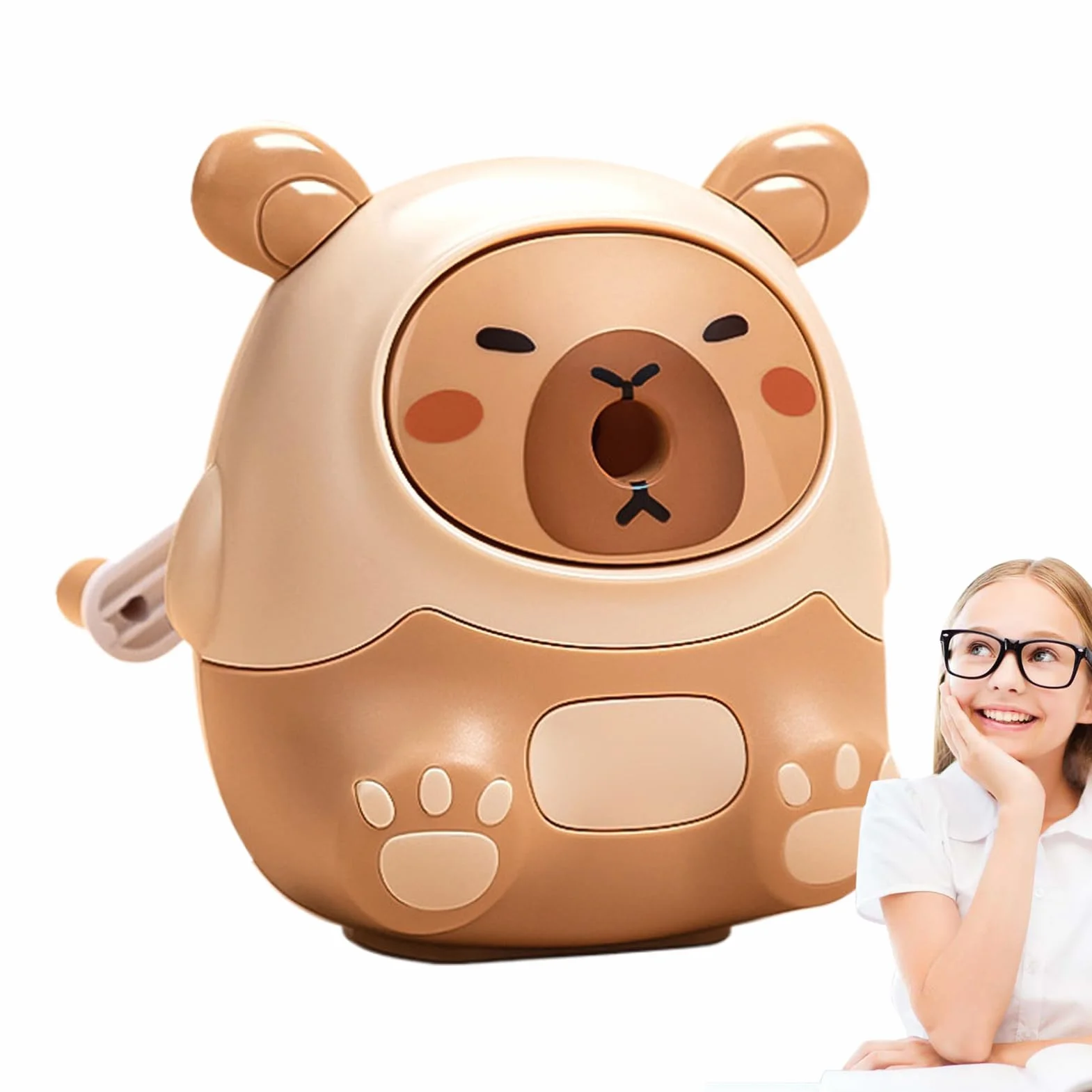 Temperamatite Per Bambini - Temperamatite A Manovella Con Design A Forma Di Trottola Per Scuola,Taglierina a Manovella con Design Cartone Animato a Forma di Capibara per Arte del Disegno