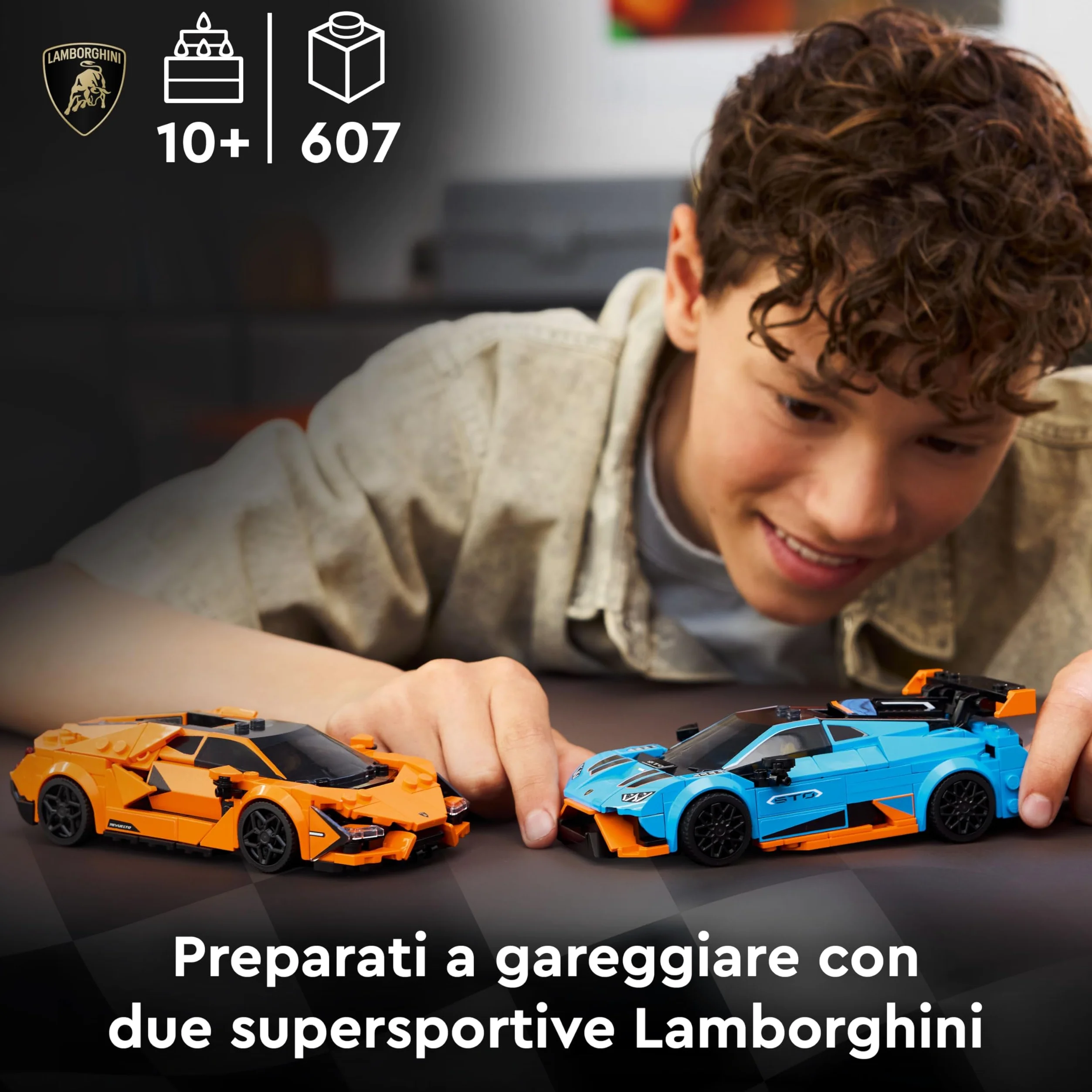 LEGO Speed Champions Lamborghini Revuelto e Huracán STO - Modellini di Auto da Corsa - Macchine Giocattolo con 2 Minifigure dei Piloti - Regalo di Compleanno per Bambini da 10 Anni in su - 77238 | Kit modello auto da corsa, 2 minifigure pilota, set da col
