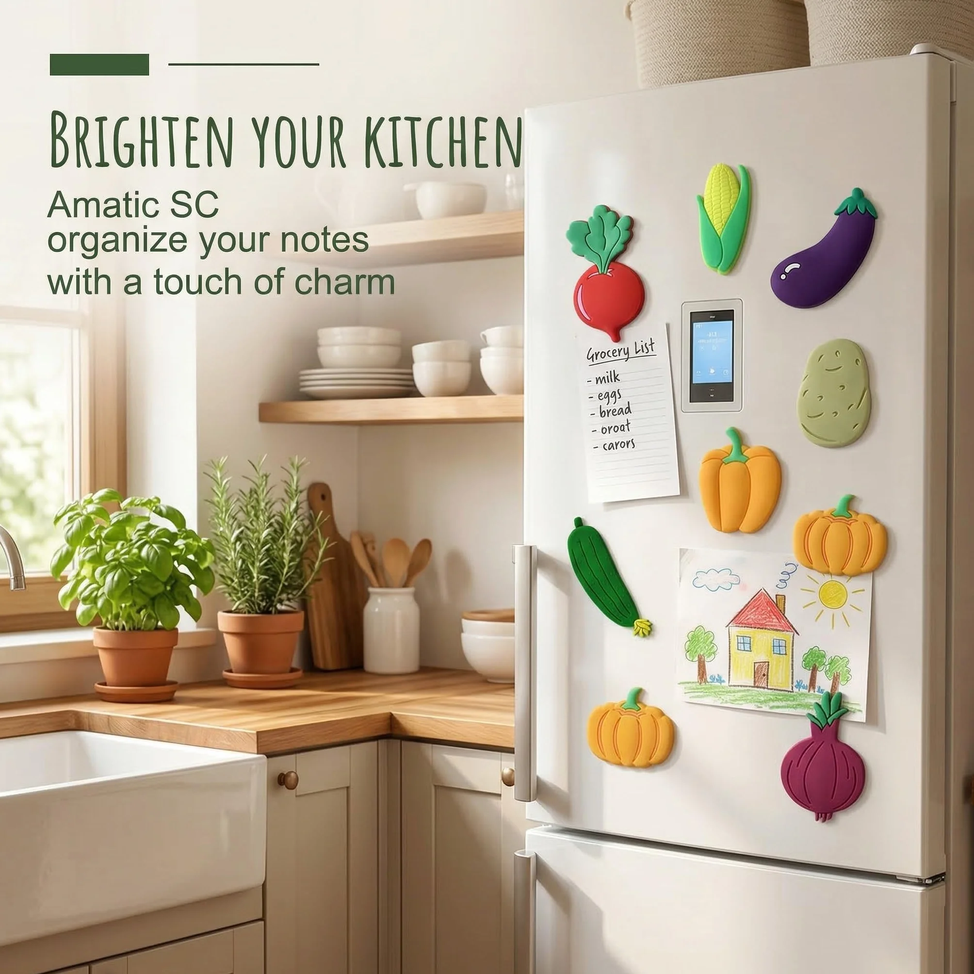 10 Calamite da frigo a forma di verdure – Calamite 3D carine per frigo e lavagna magnetica
