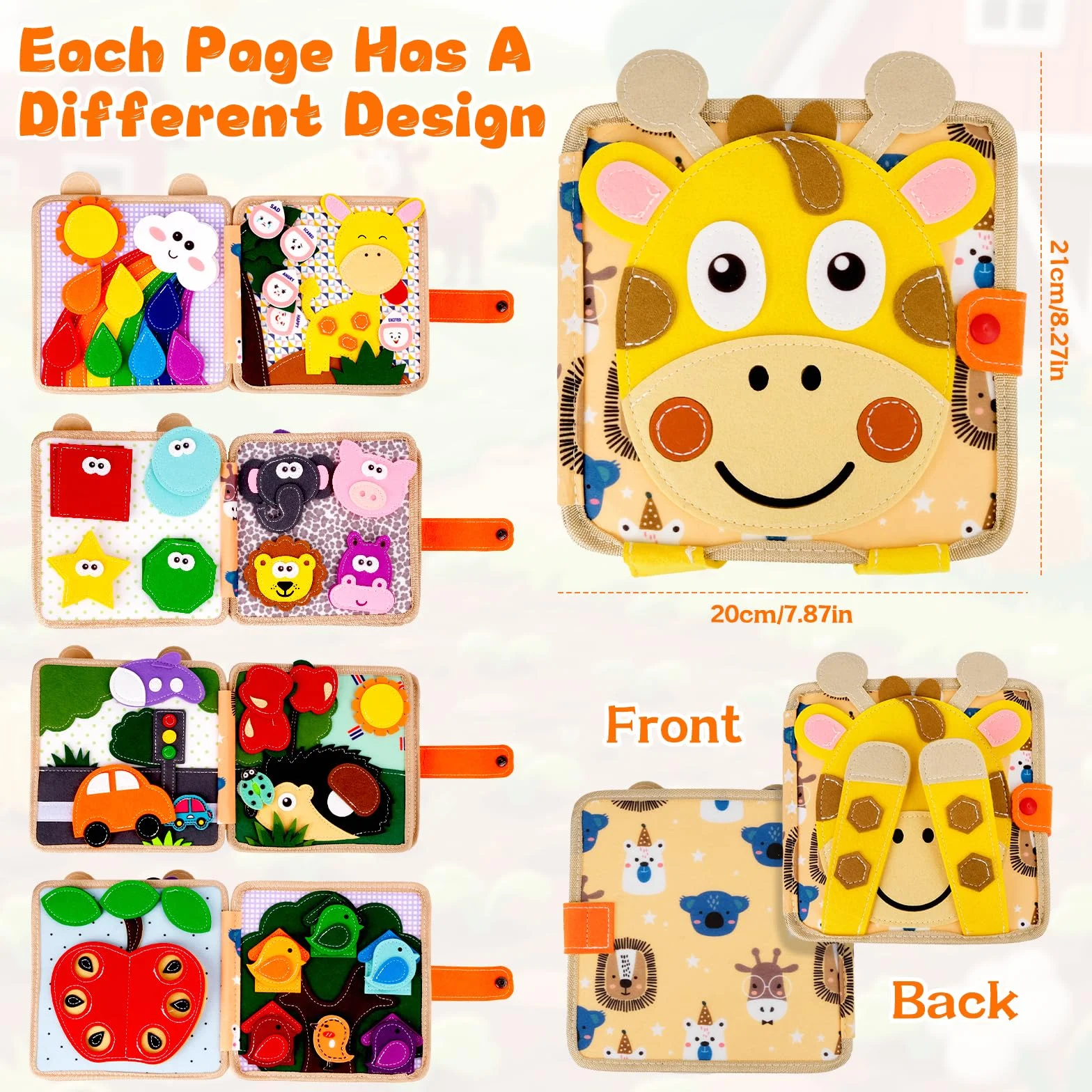 Busy Board per 1-3 Anni, Libro Montessori Interattivo, Libro Silenzioso in Feltro, Giochi Montessori 1 2 3 Anni, per L'educazione della Prima Infanzia, Regalo di Compleanno per Ragazzi e Ragazze