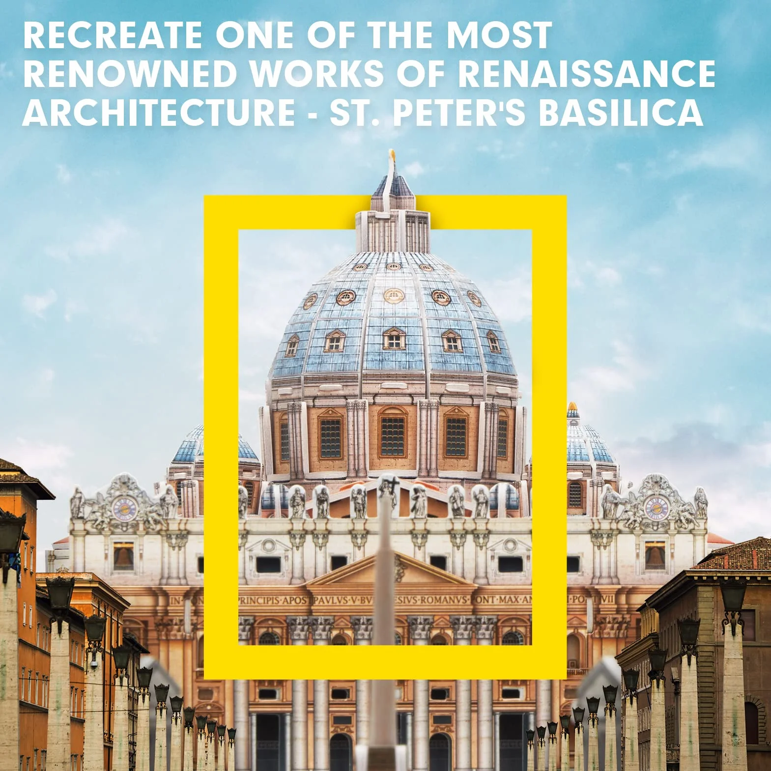 CubicFun Puzzle 3D per Adulti Kit Modello Basilica di San Pietro National Geographic, Puzzle Bambini Età 8-10 Architettura Città del Vaticano con Libretto, 101 Pezzi
